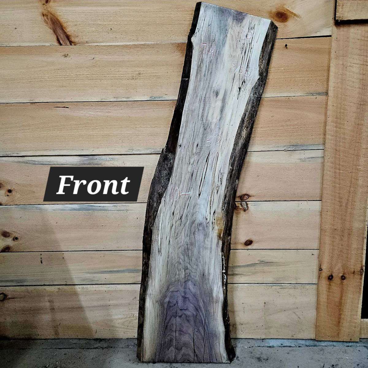 2011 Black Walnut live edge slab, 52 inches long by 10 inches wide by 7/4 inches thick