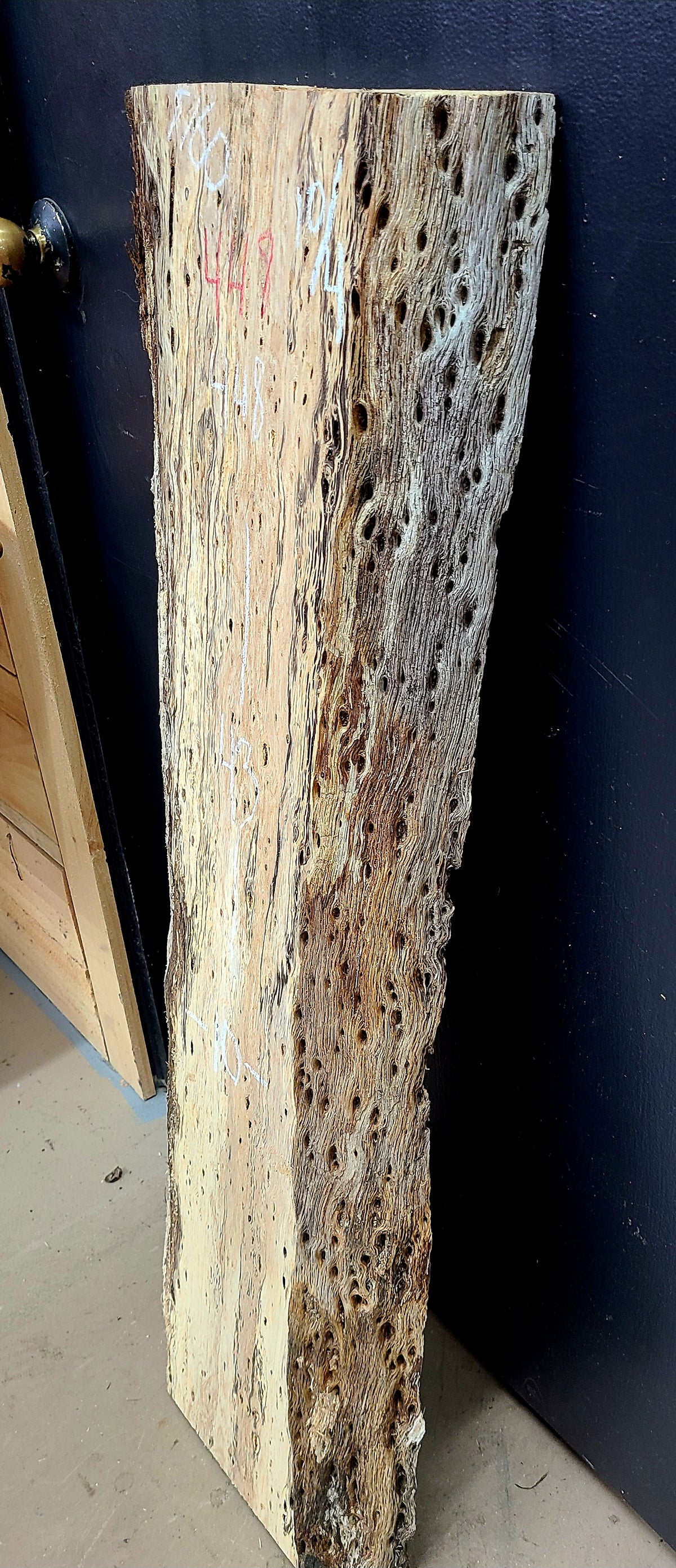 White Oak live edge slab #448, view 2