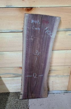 445 Walnut curly live edge slab