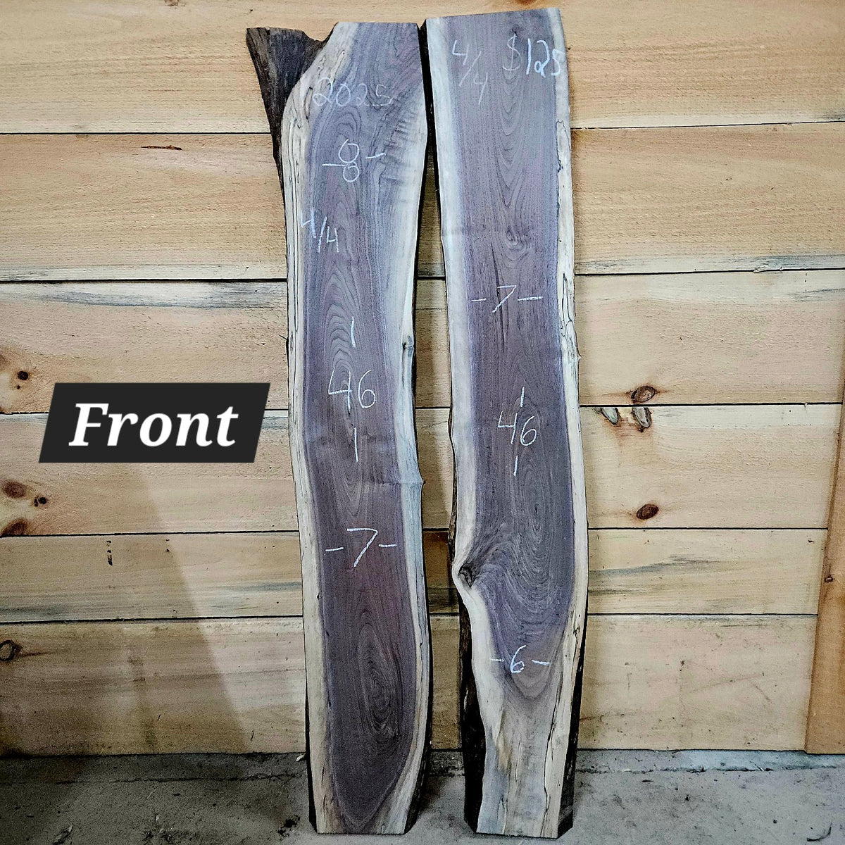 2025 Black Walnut DIY wood bundle, 2 pieces, approximately 46 inches long, 6 to 8 inches wide, 3/4 inch thick