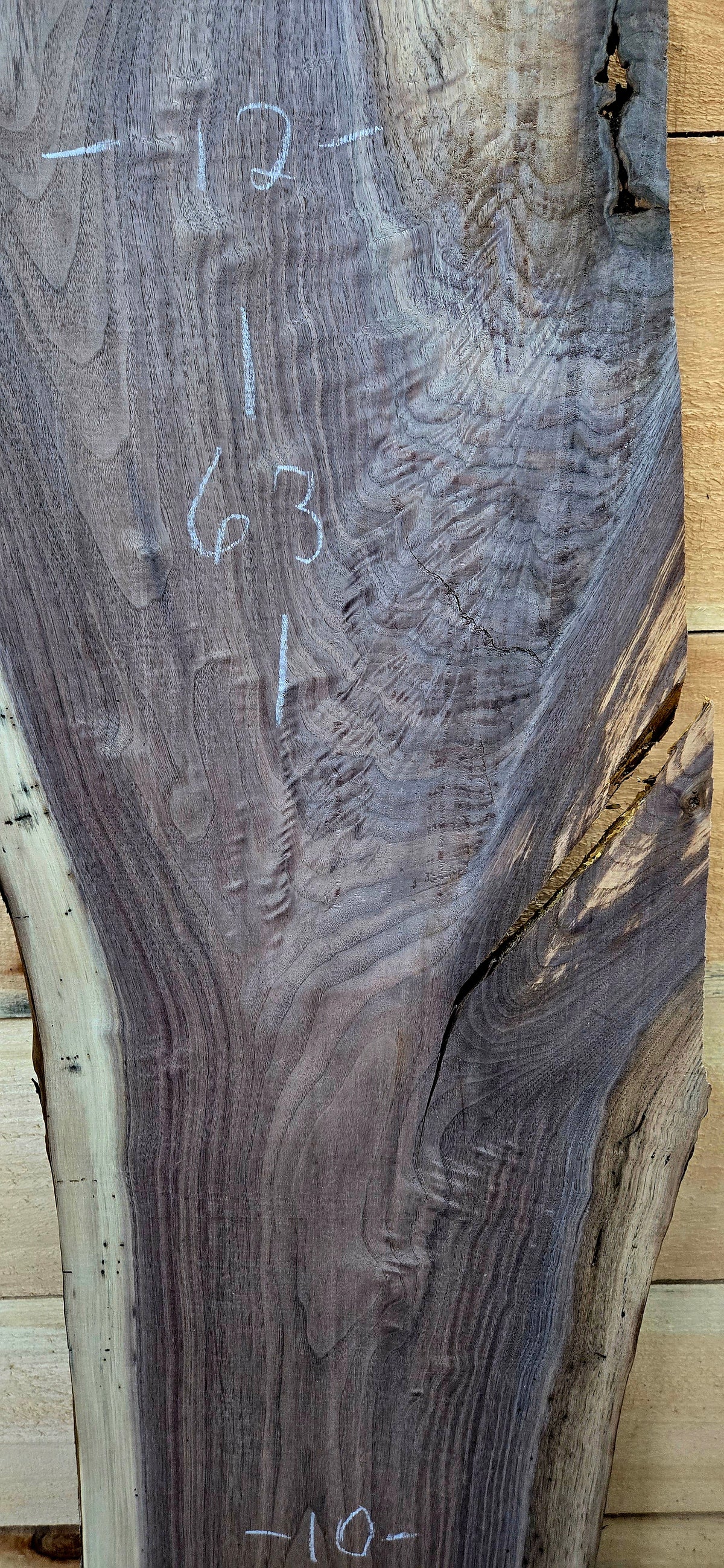 1914 Walnut Live Edge Slab – 63" x 10"-12" x 5/4" – product image 2