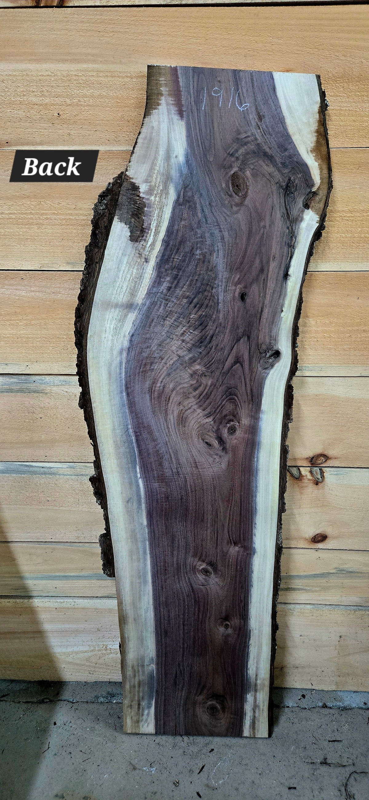 1916 Walnut Live Edge Slab – 52" × 12"-15" × 4/4" – product image 3