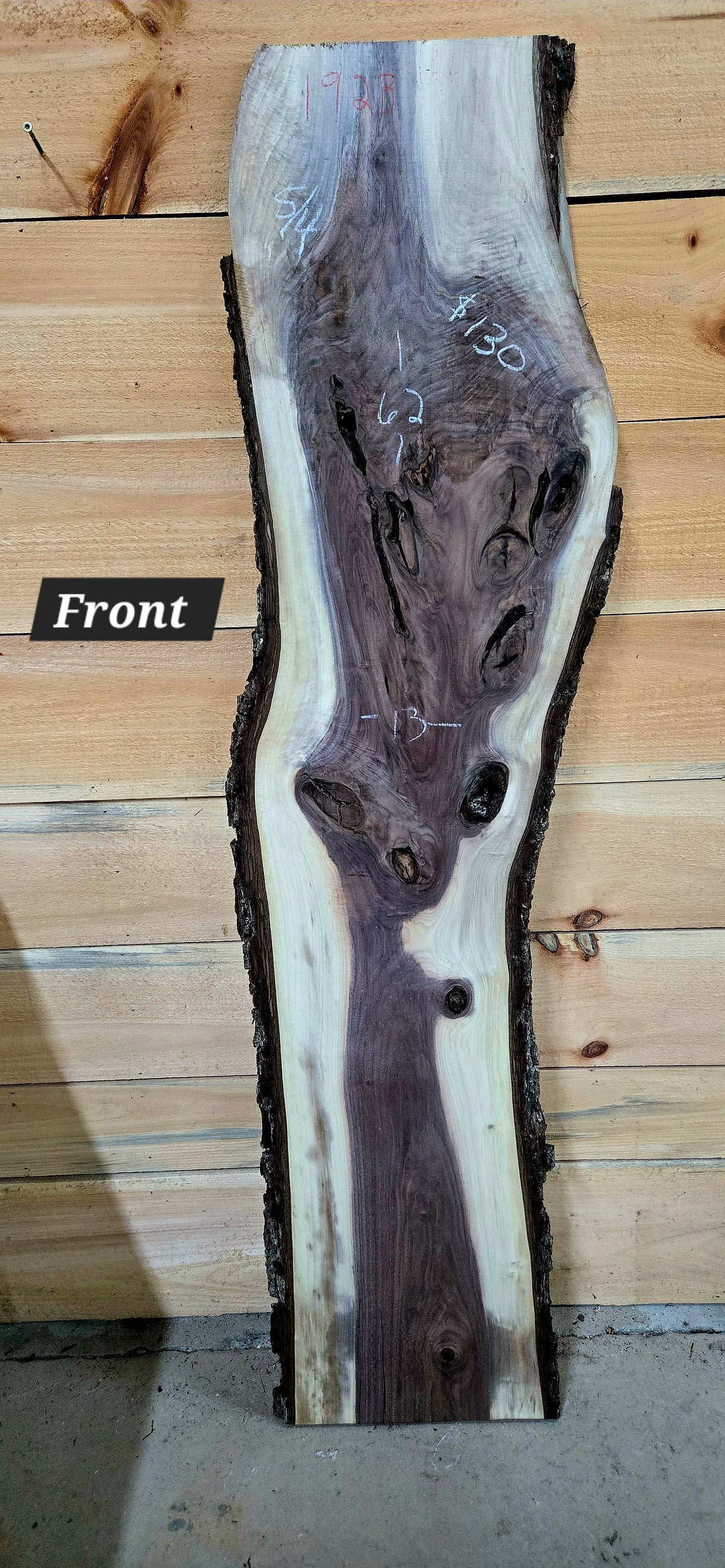 1923 Walnut Live Edge Slab – 62" × 13" × 5/4"