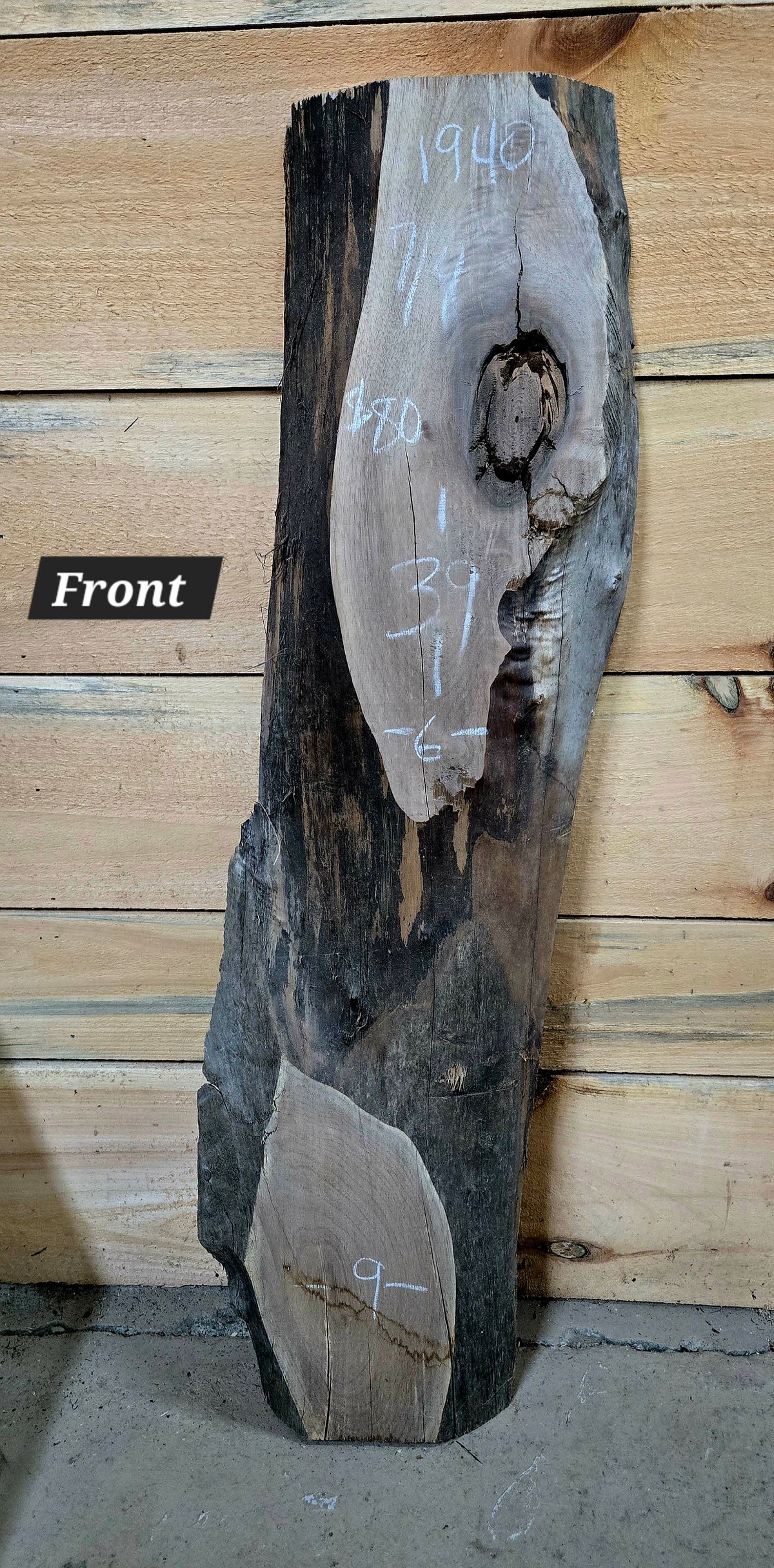 1940 Walnut Live Edge Slab – 39" × 6" - 9" × 7/4"