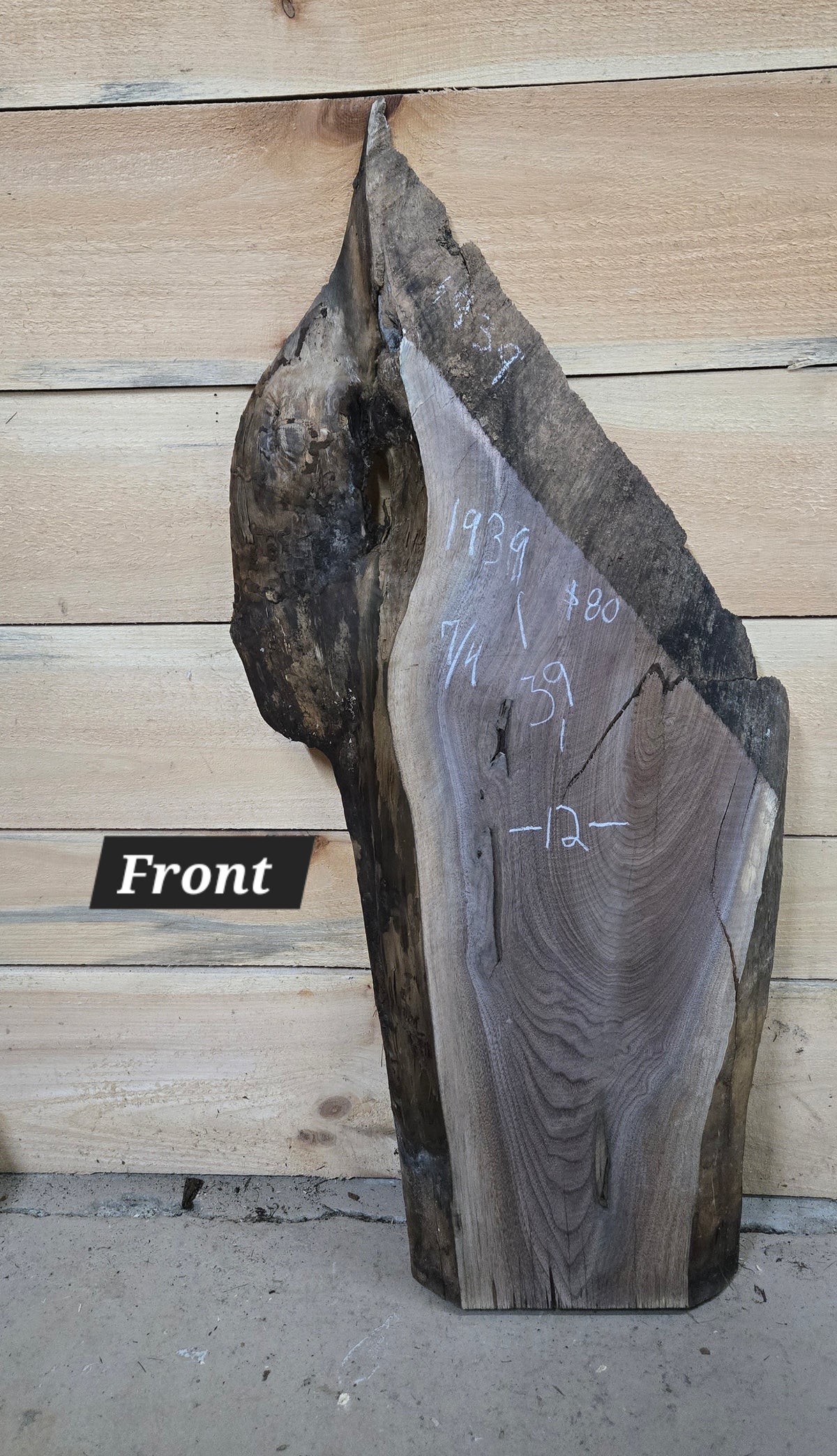 1939 Walnut Live Edge Slab – 39" x 12" x 7/4
