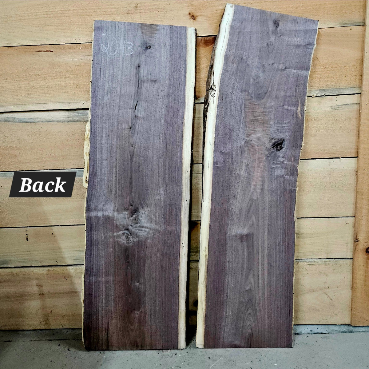 Two piece walnut DIY bundle 2043 back showing grain, knots and sapwood edges