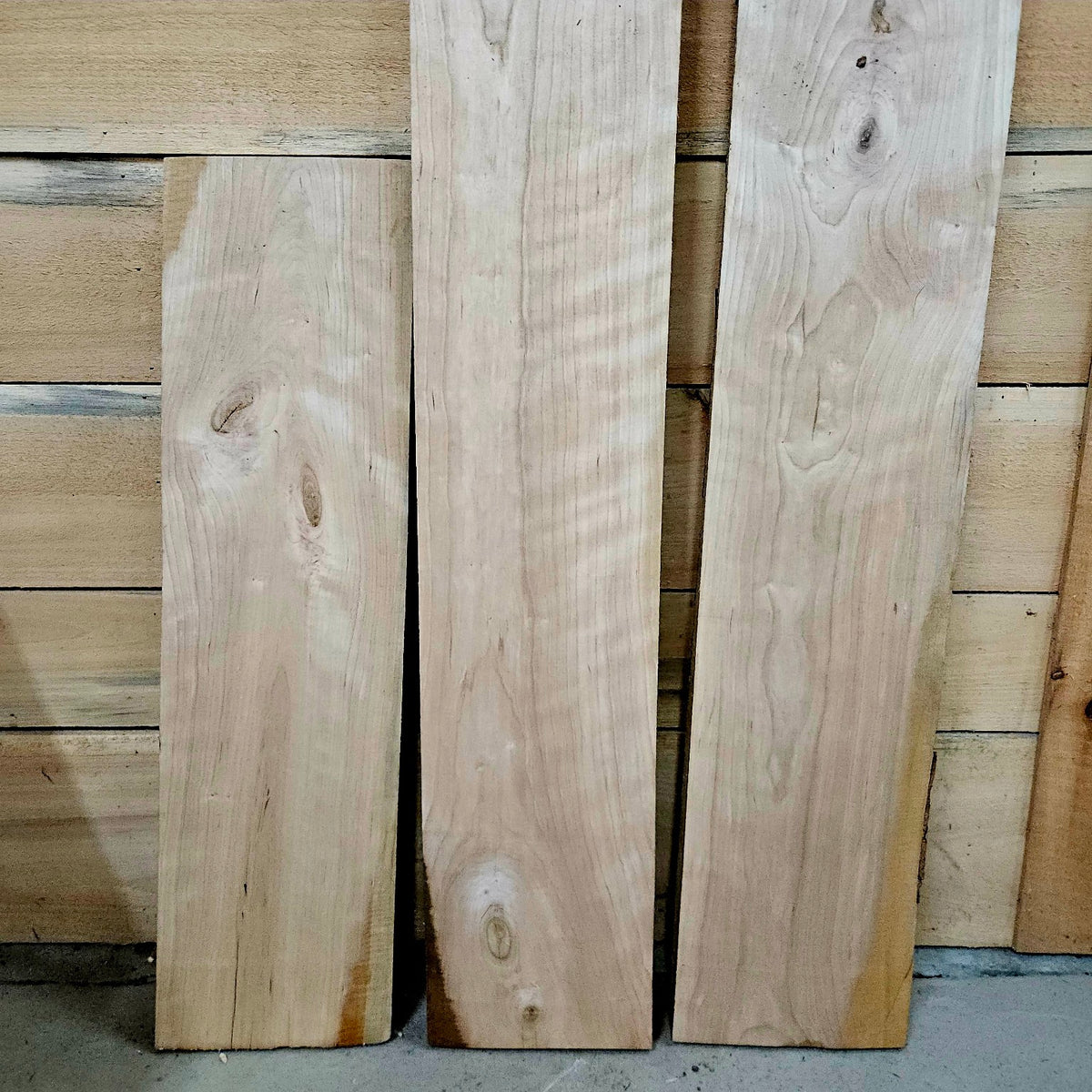 Curly cherry DIY bundle 2046 photo 6 showing three live edge pieces