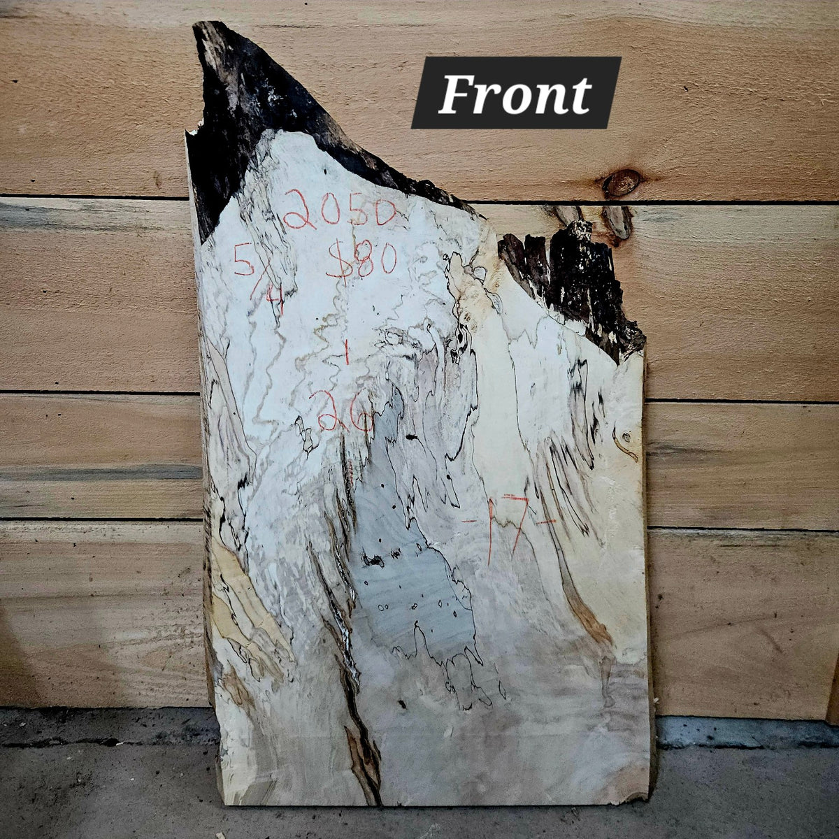 Curly spalted ambrosia maple DIY piece 2050, front