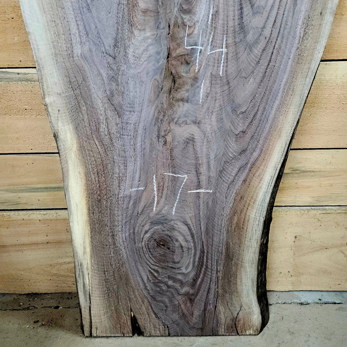 2064 walnut live edge slab front detail