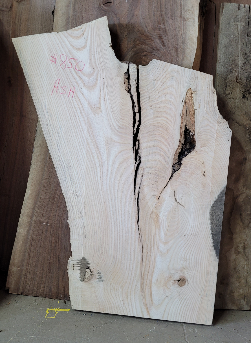 Ash live edge slab #850, view 2