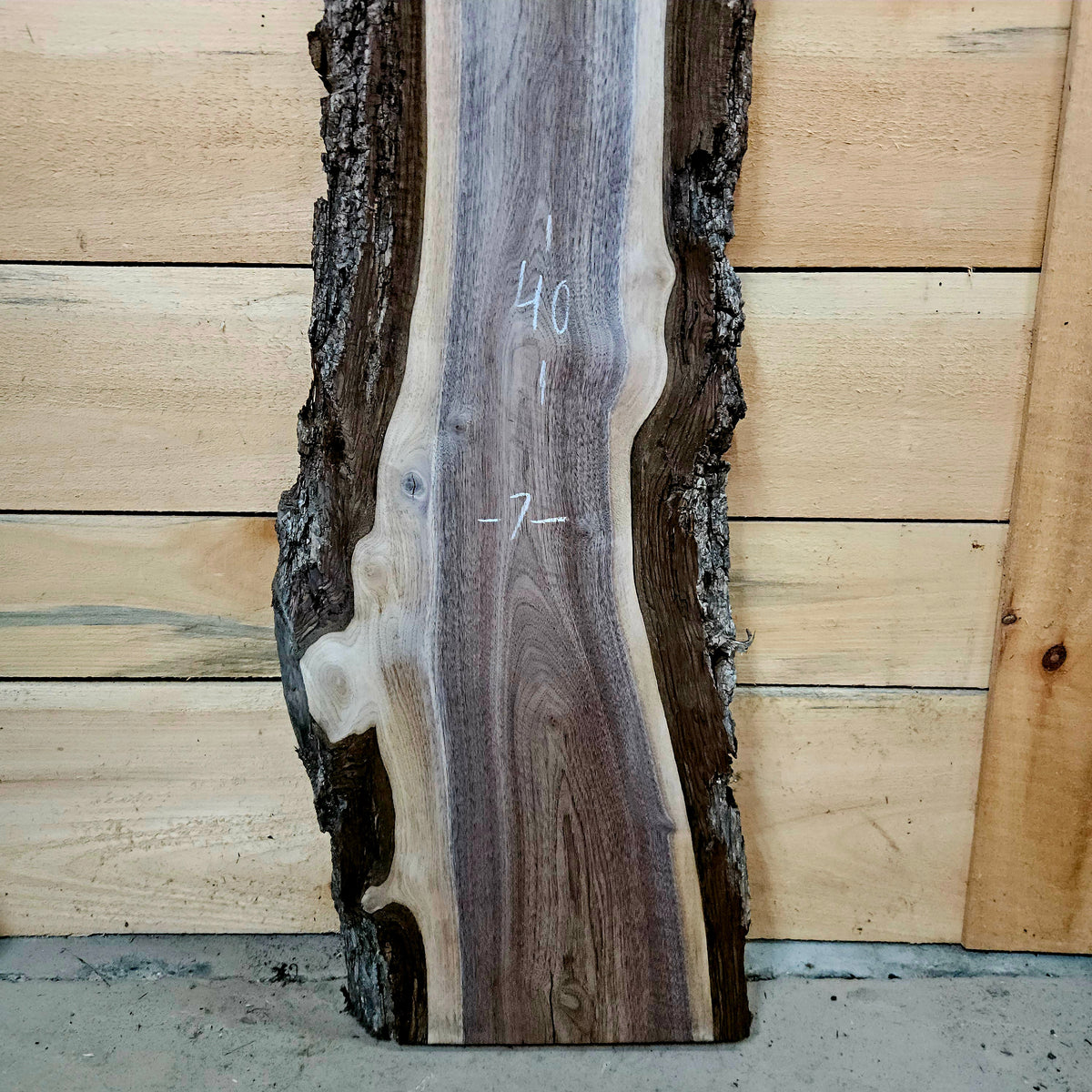 1949 Walnut Live Edge Slab – 40" × 6 - 7" × 8/4"