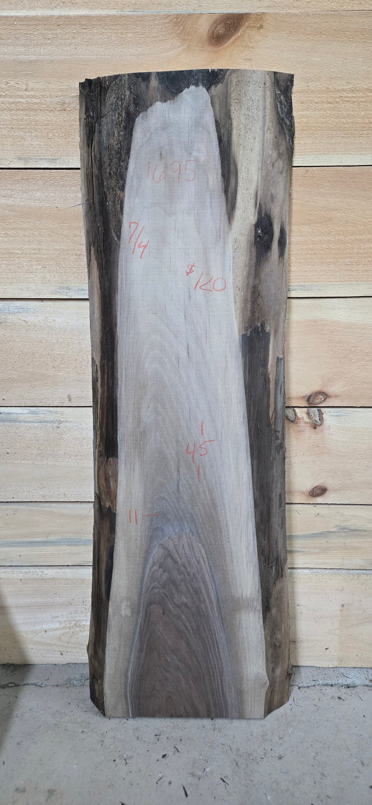 Walnut live edge slab #1695, view 1