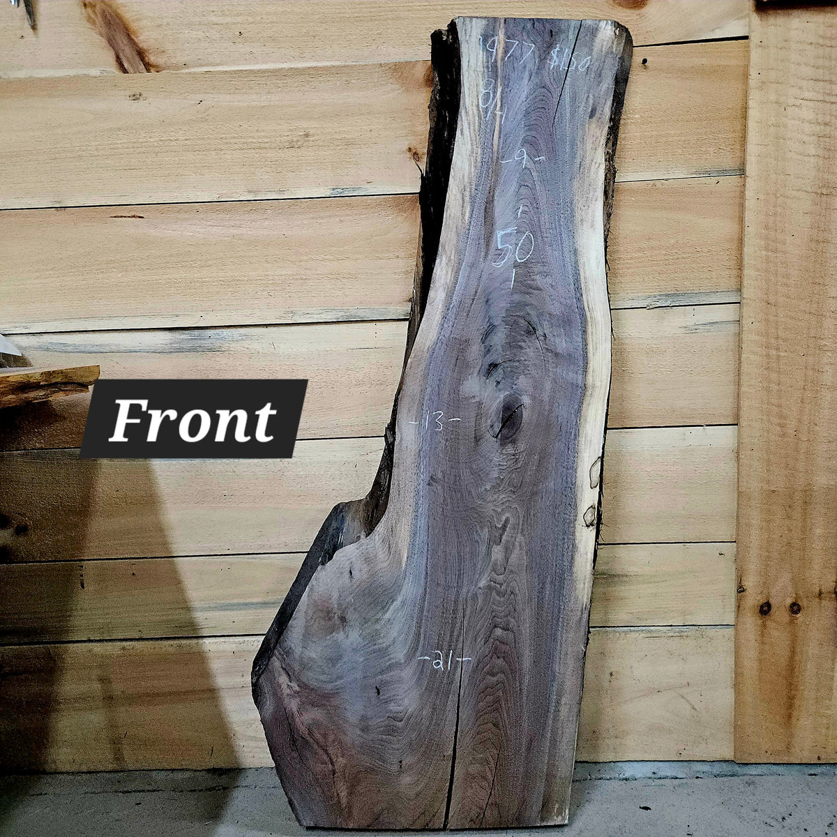 1977 Walnut Live Edge Slab – 50" × 9 - 21" × 8/4"