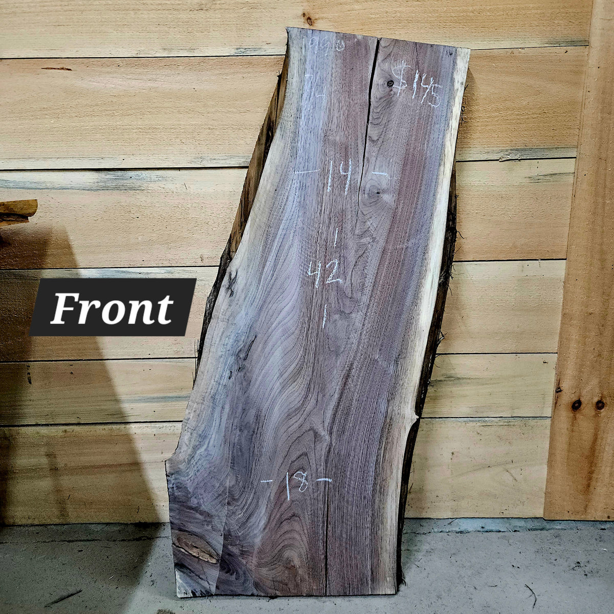 1990 Walnut Live Edge Slab – 42" × 14 - 18" × 7/4"