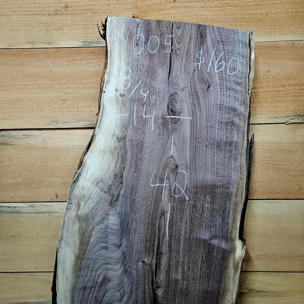 2005 Walnut Live Edge Slab – 42" × 14- 16" × 8/4"