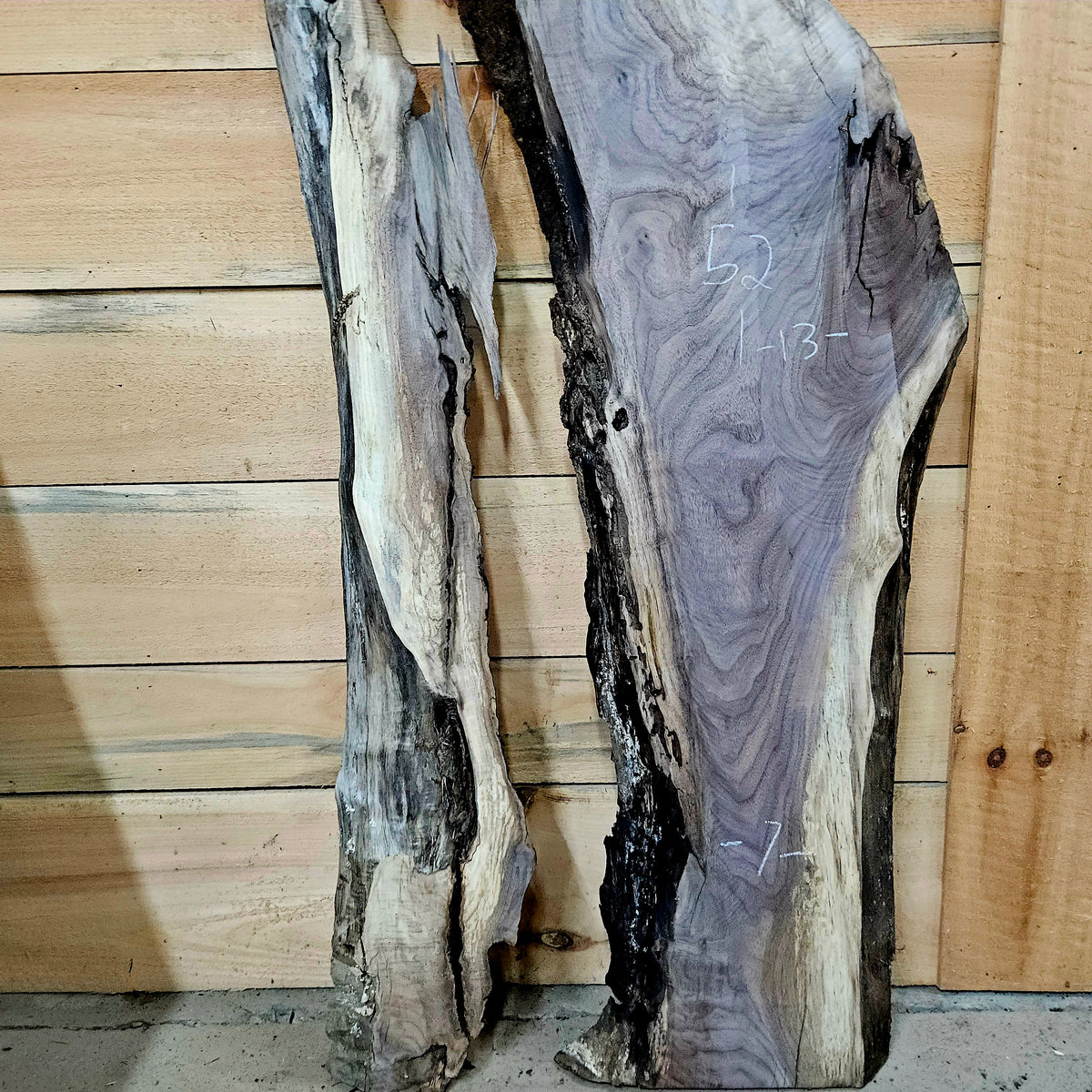 1982 Walnut Live Edge Slab – 52" × 7 - 13" × 7/4"