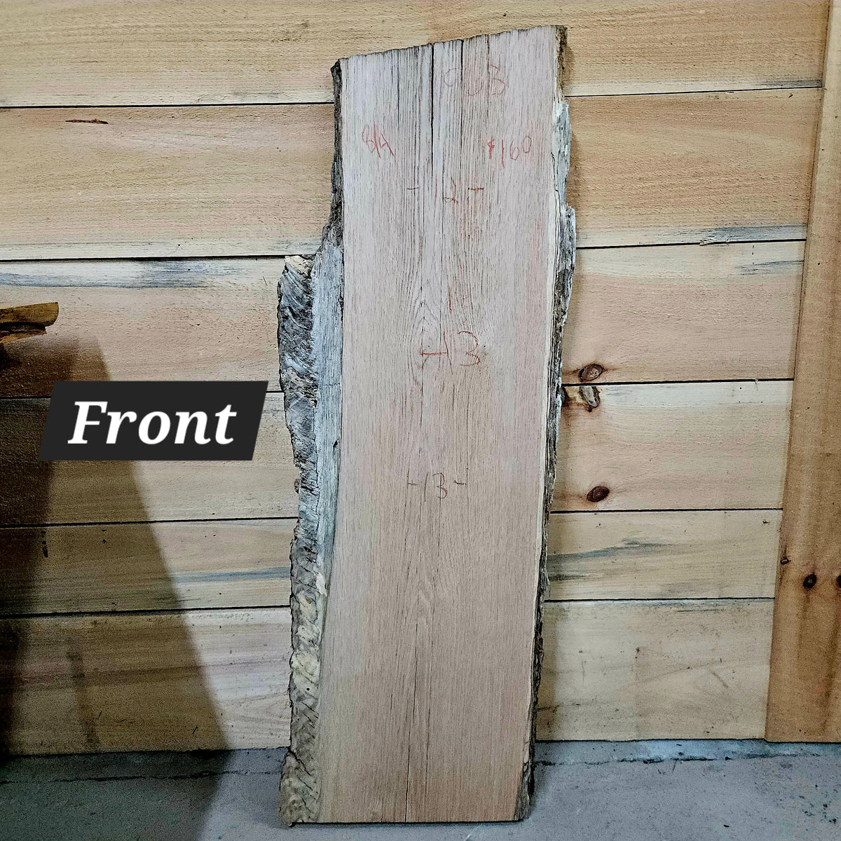 1963 White Oak Live Edge Slab – 43" × 12 - 13" × 8/4"