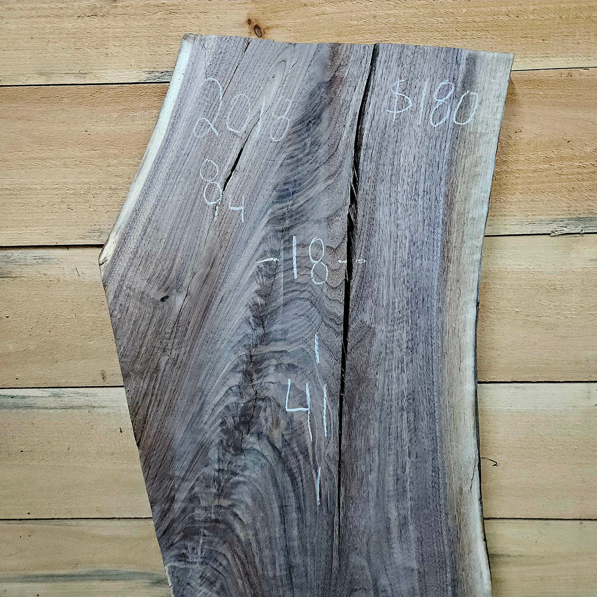 2018 Walnut Live Edge Slab – 41" × 15–18" × 8/4"