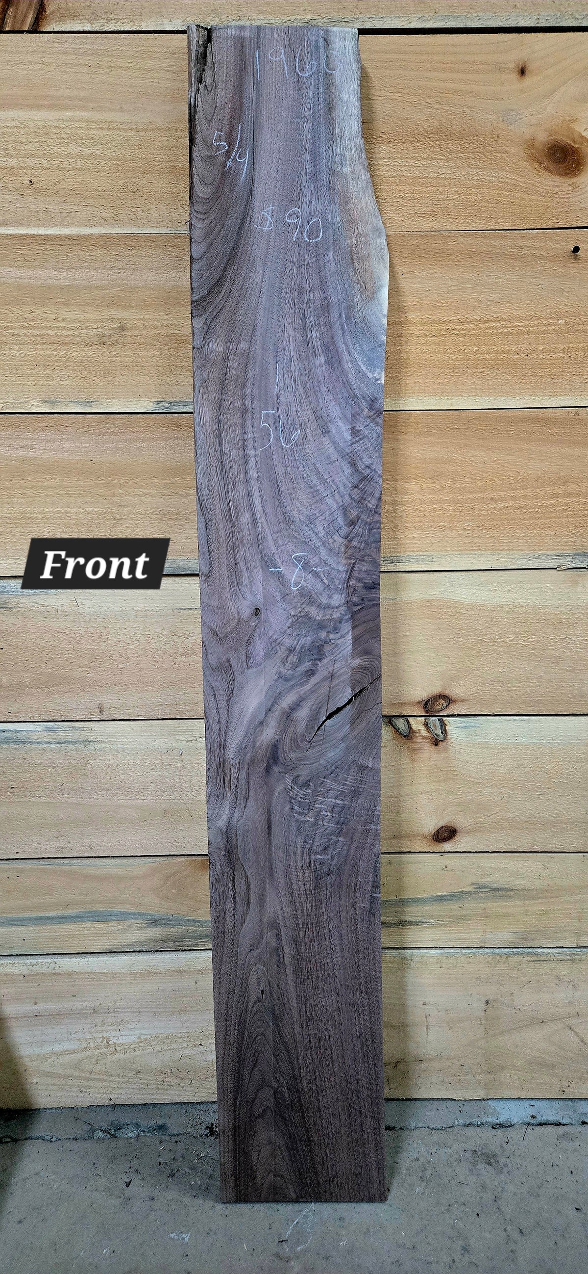 1960 Walnut Straight Edge Slab – 56" × 8" × 5/4"