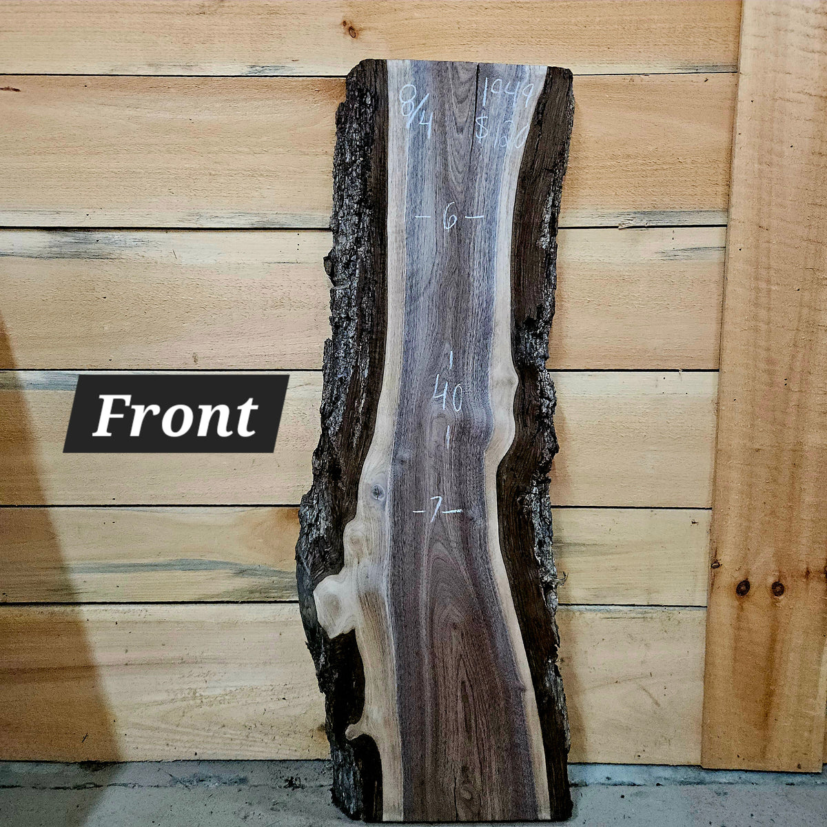 1949 Walnut Live Edge Slab – 40" × 6 - 7" × 8/4"