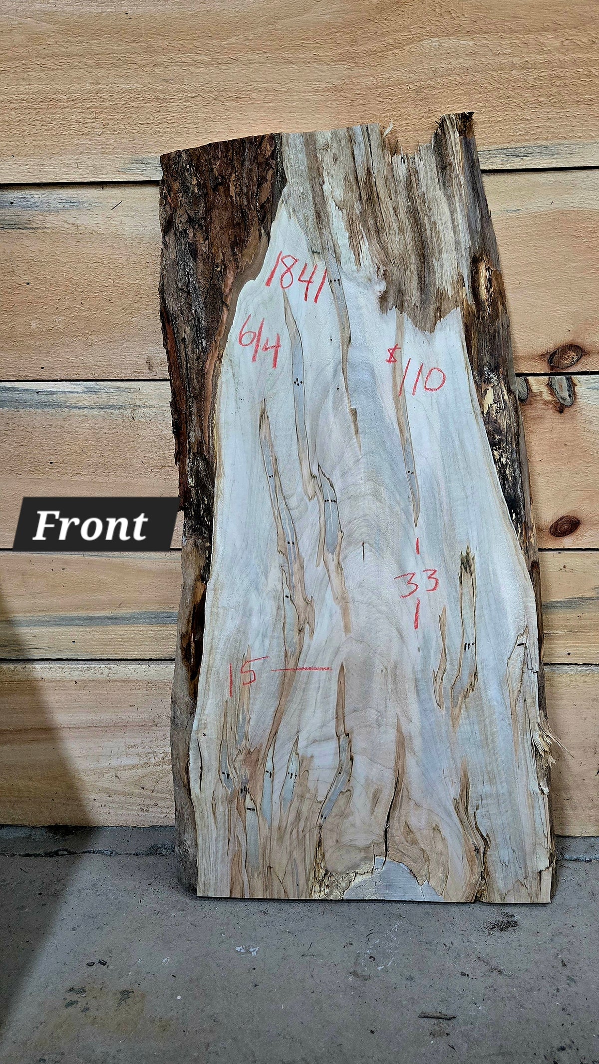 Curly Spalted Ambrosia Maple live edge slab #1841, view 1