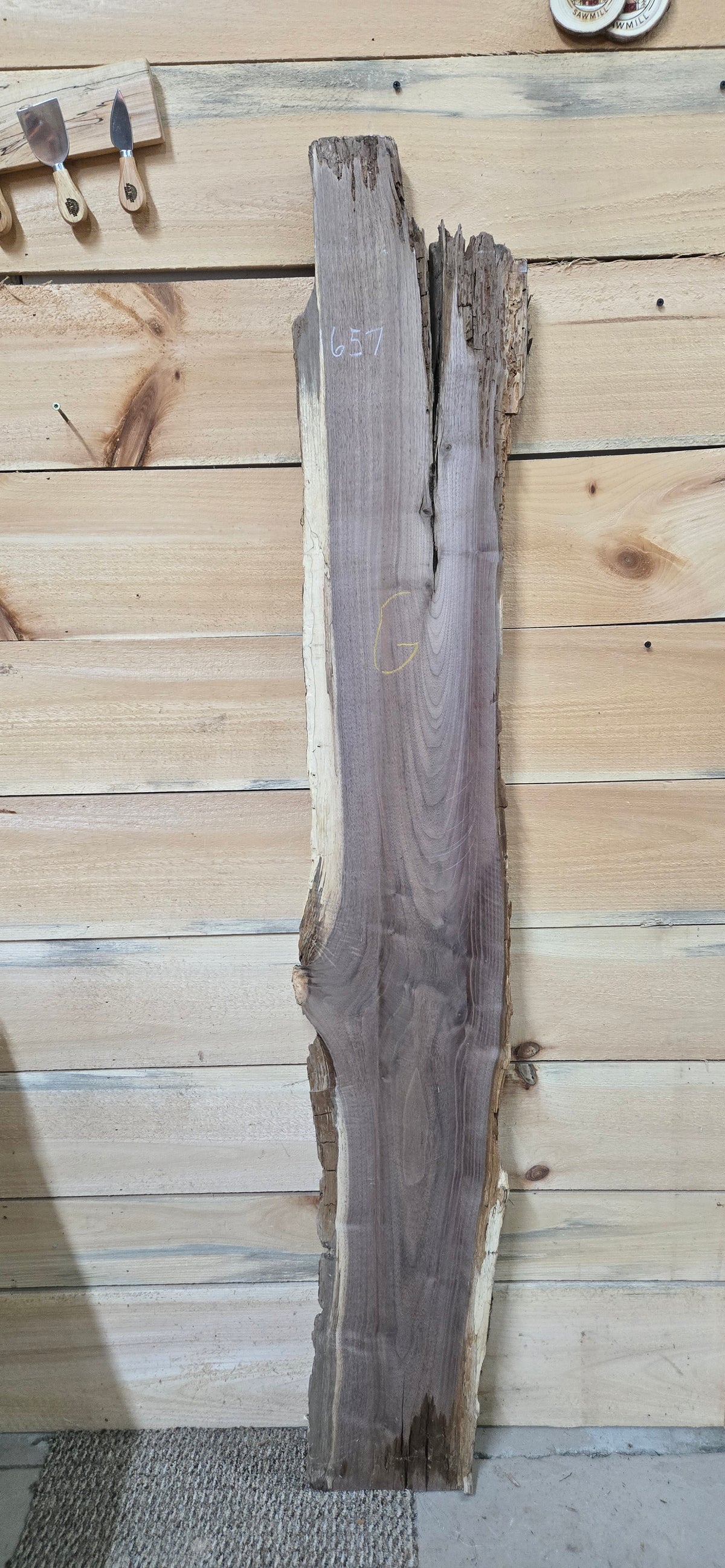 Walnut live edge slab #1657, view 2