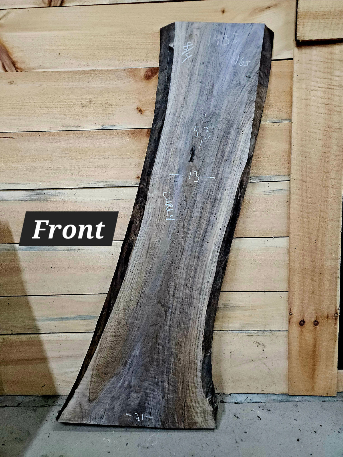 1938 Walnut Live Edge Slab – 53" × 13" × 8/4"