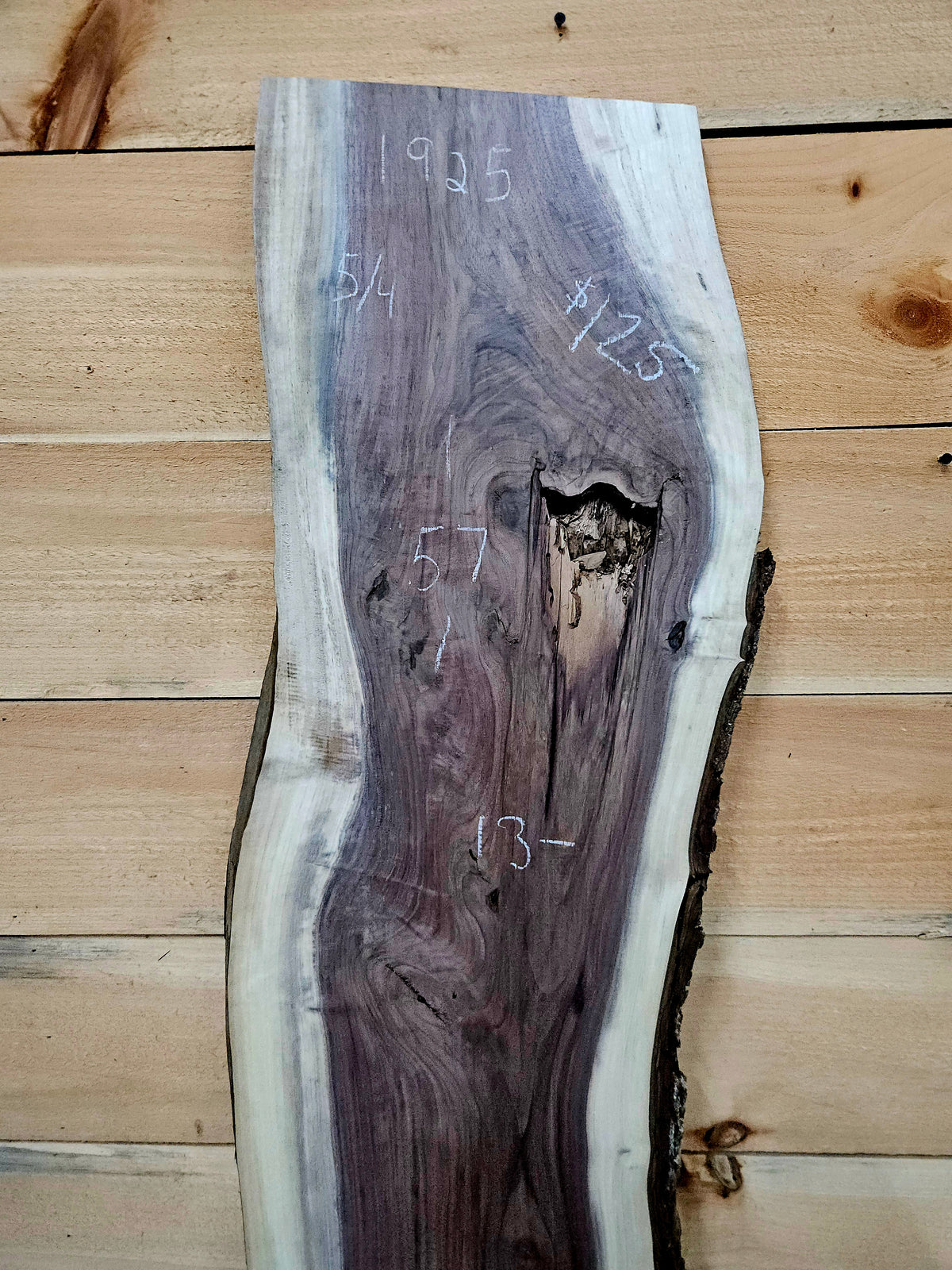 1925 Walnut Live Edge Slab – 57" × 13" × 5/4" – product image 2