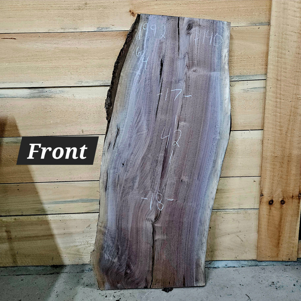 1992 Walnut Live Edge Slab – 42" × 17 - 18" × 6/4"