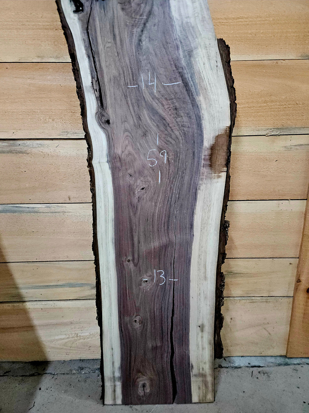 1926 Walnut Live Edge Slab – 59" × 10 - 14" × 4/4" – product image 2