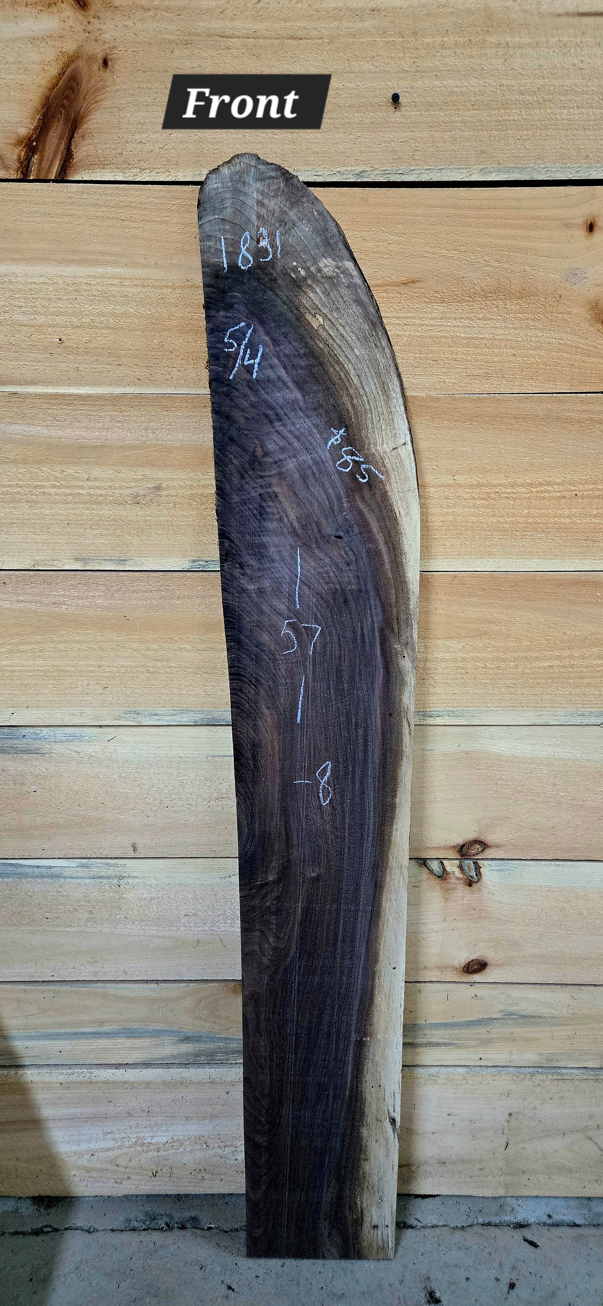 Walnut live edge slab #1831, view 1