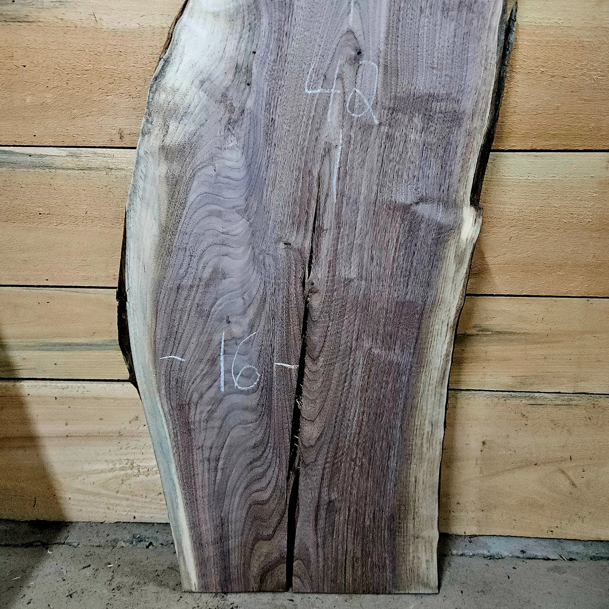 2005 Walnut Live Edge Slab – 42" × 14- 16" × 8/4"