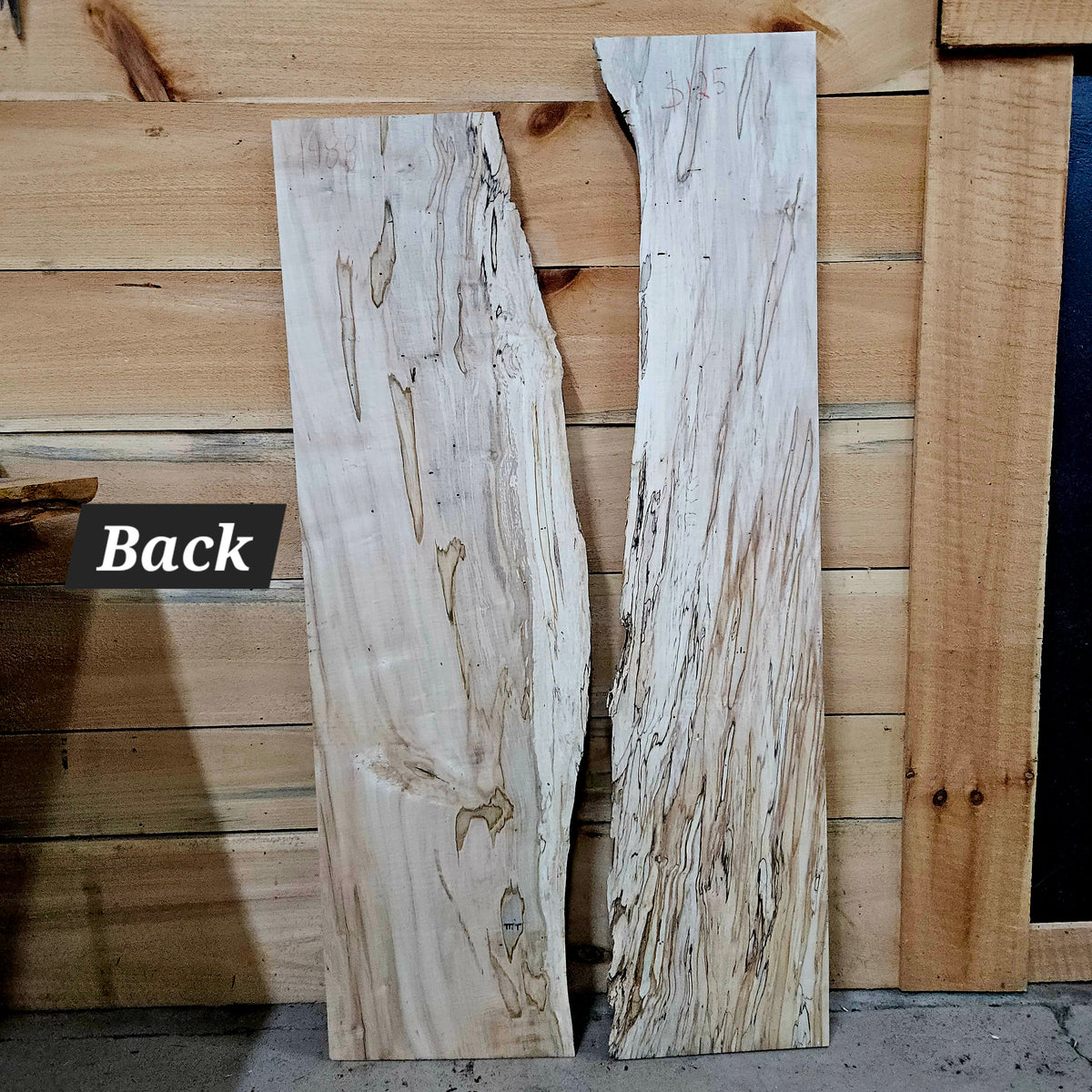 1988 Curly Spalted Ambrosia Maple Live Edge Slabs - 2 Pieces