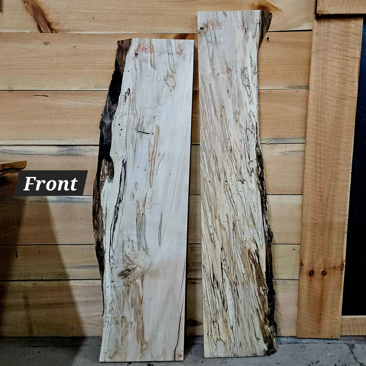 1988 Curly Spalted Ambrosia Maple Live Edge Slabs - 2 Pieces