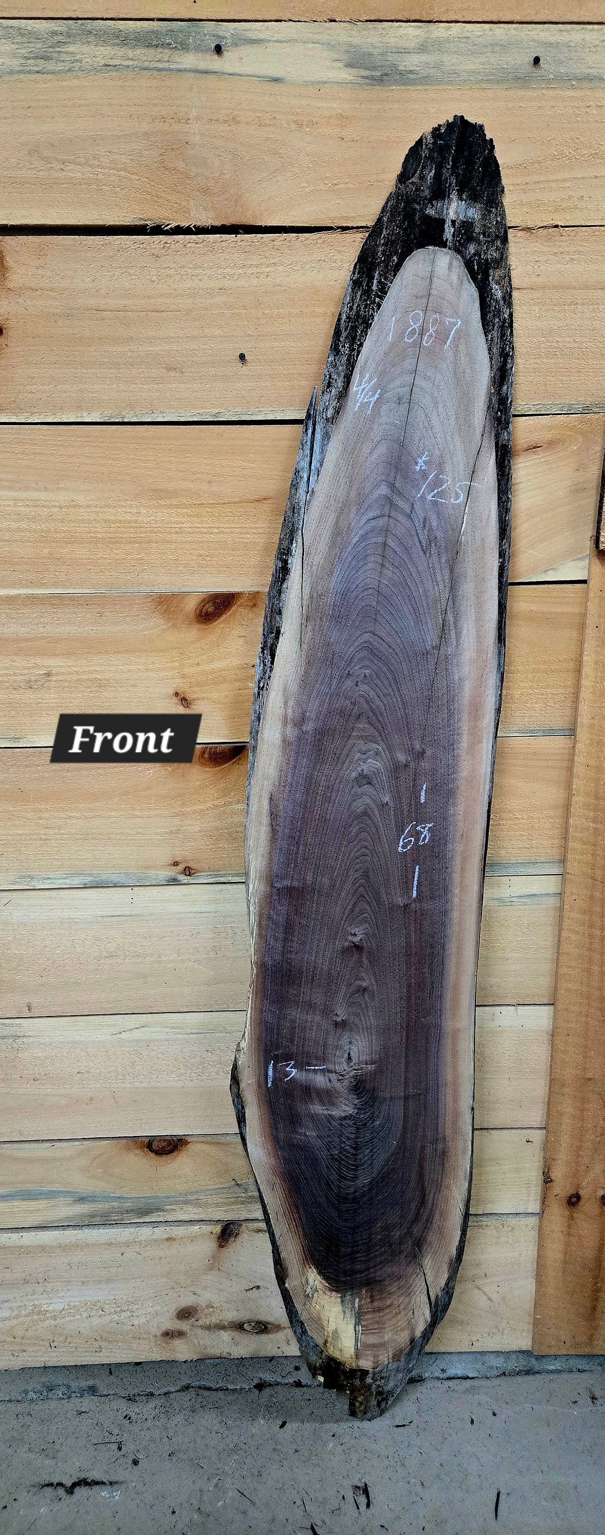 Walnut live edge slab #1887, view 1