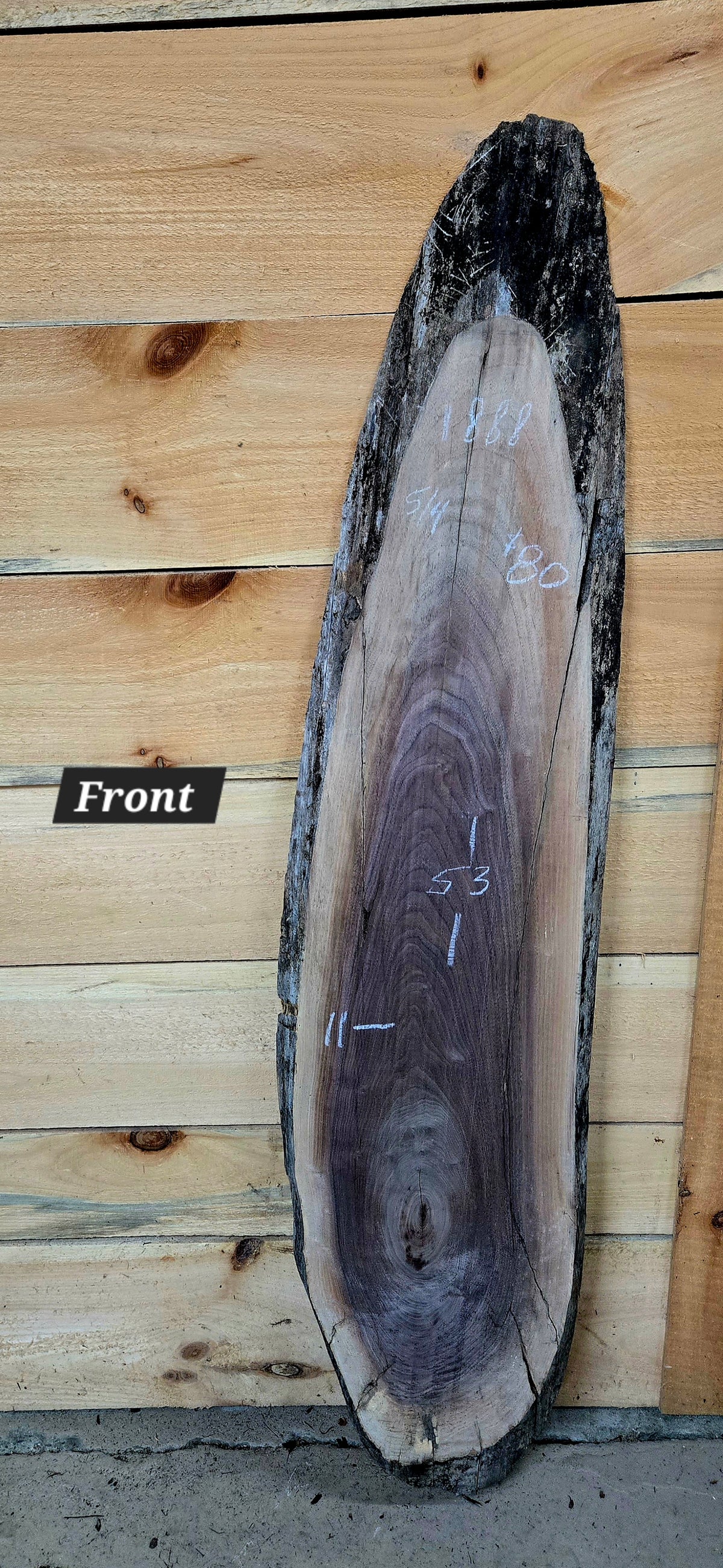 Walnut live edge slab #1888, view 1
