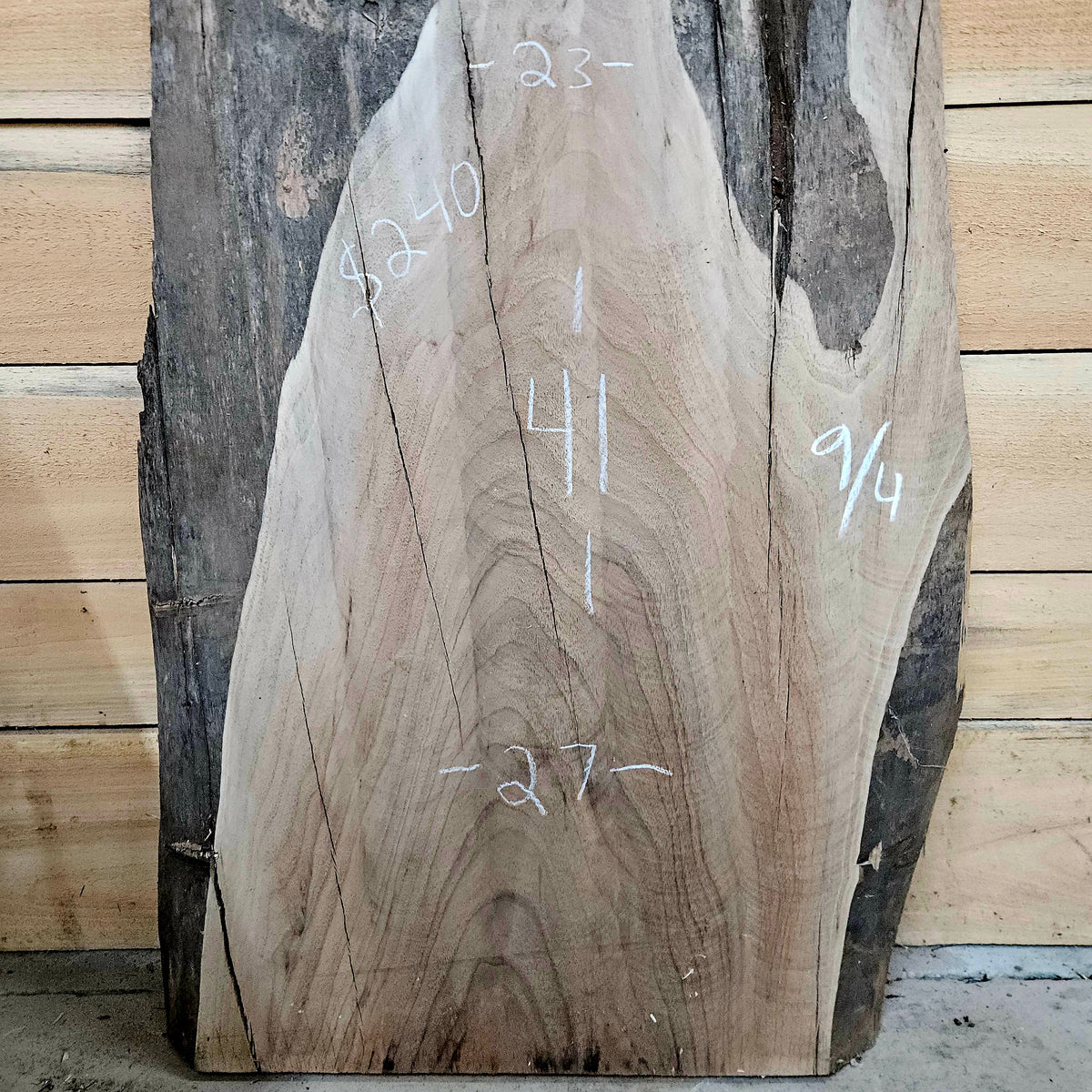 2023 Walnut Live Edge Slab – 41" × 23 - 27" × 9/4"