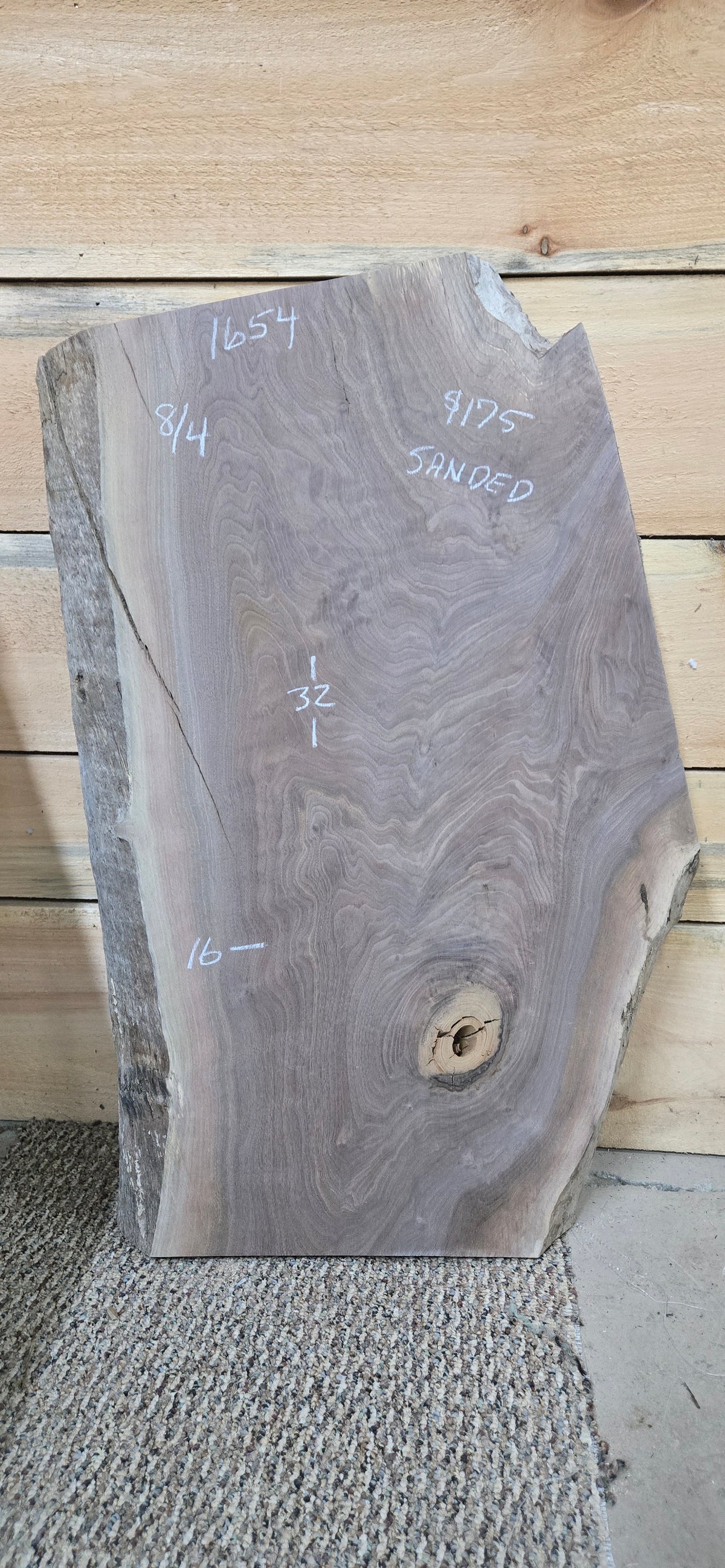 Walnut live edge slab #1654, view 1