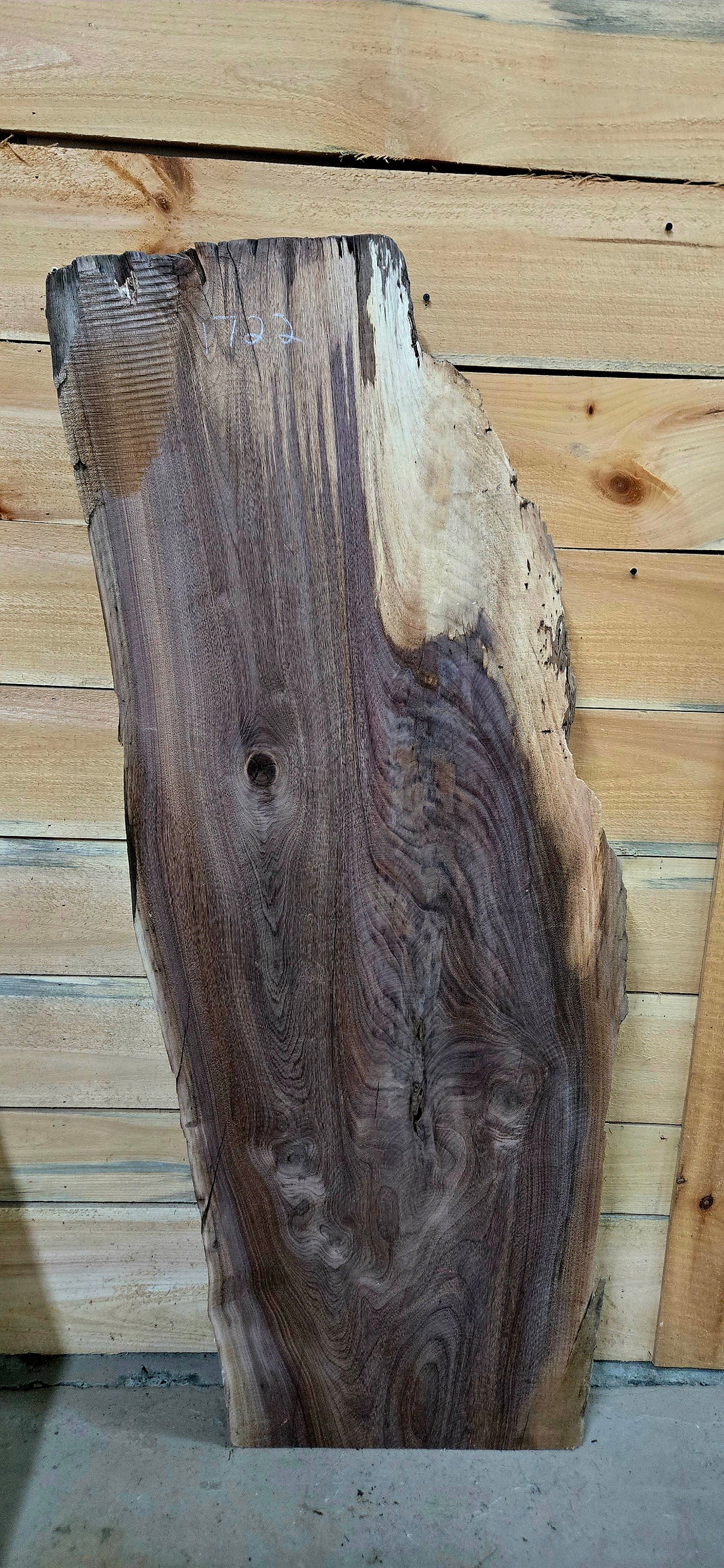 Walnut live edge slab #1722, view 2