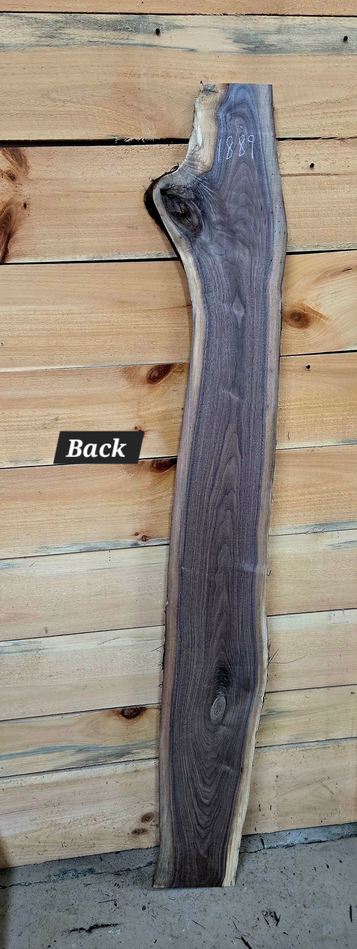 Walnut live edge slab #1889, view 2