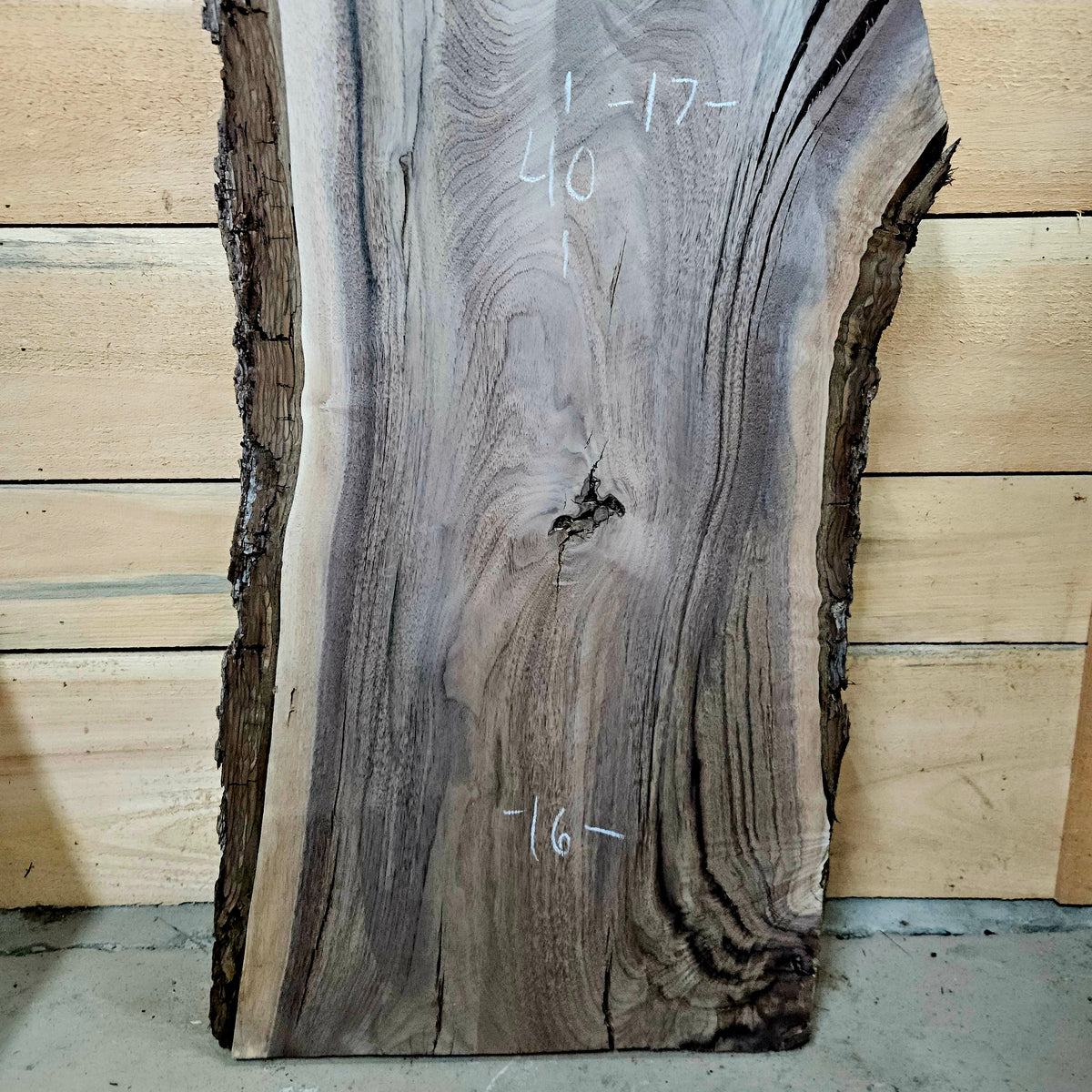 1951 Walnut Live Edge Slab – 40" × 14 - 17" × 7/4"