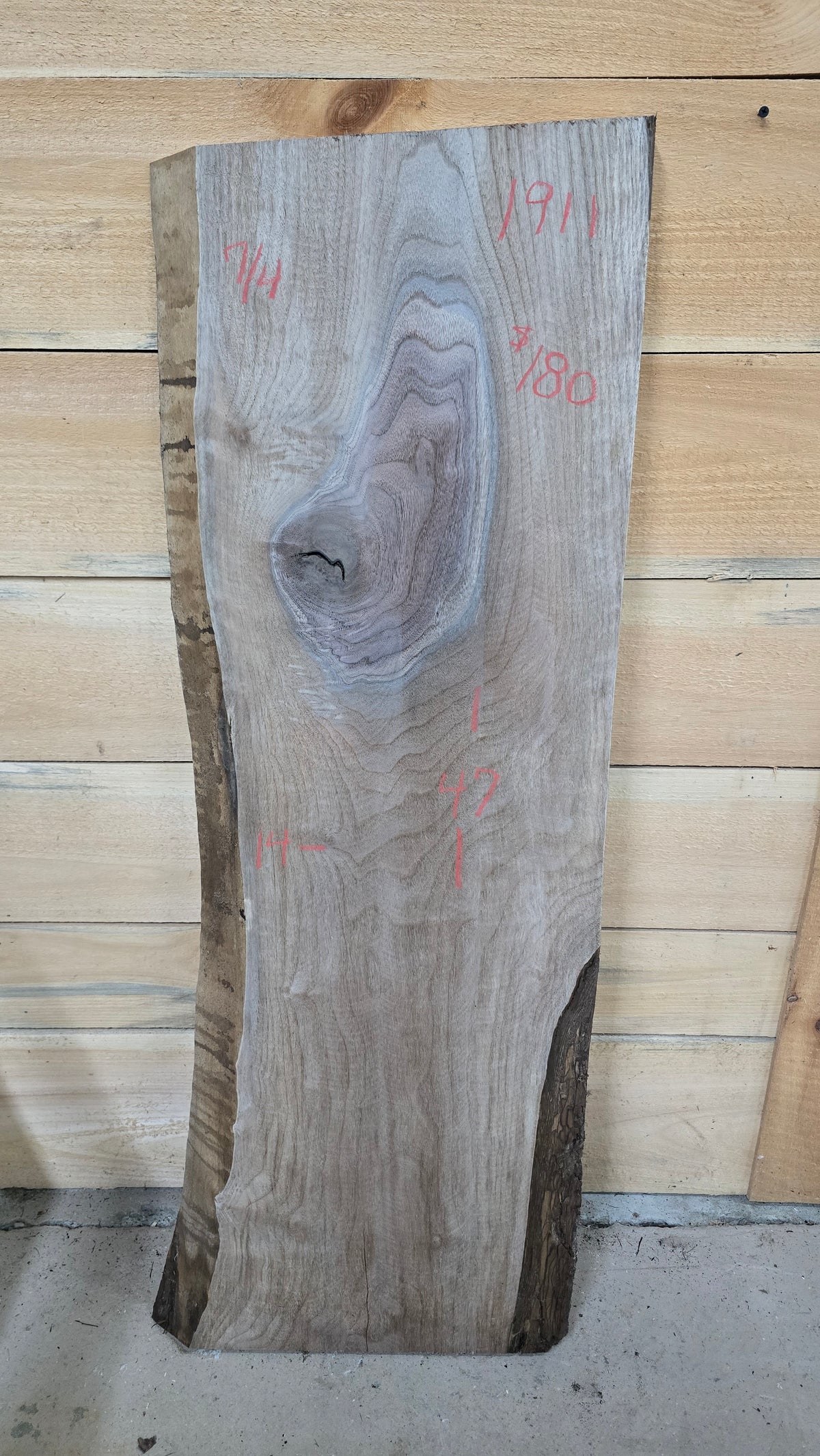 1911 Walnut Live Edge Slab – 47" × 14" × 7/4"