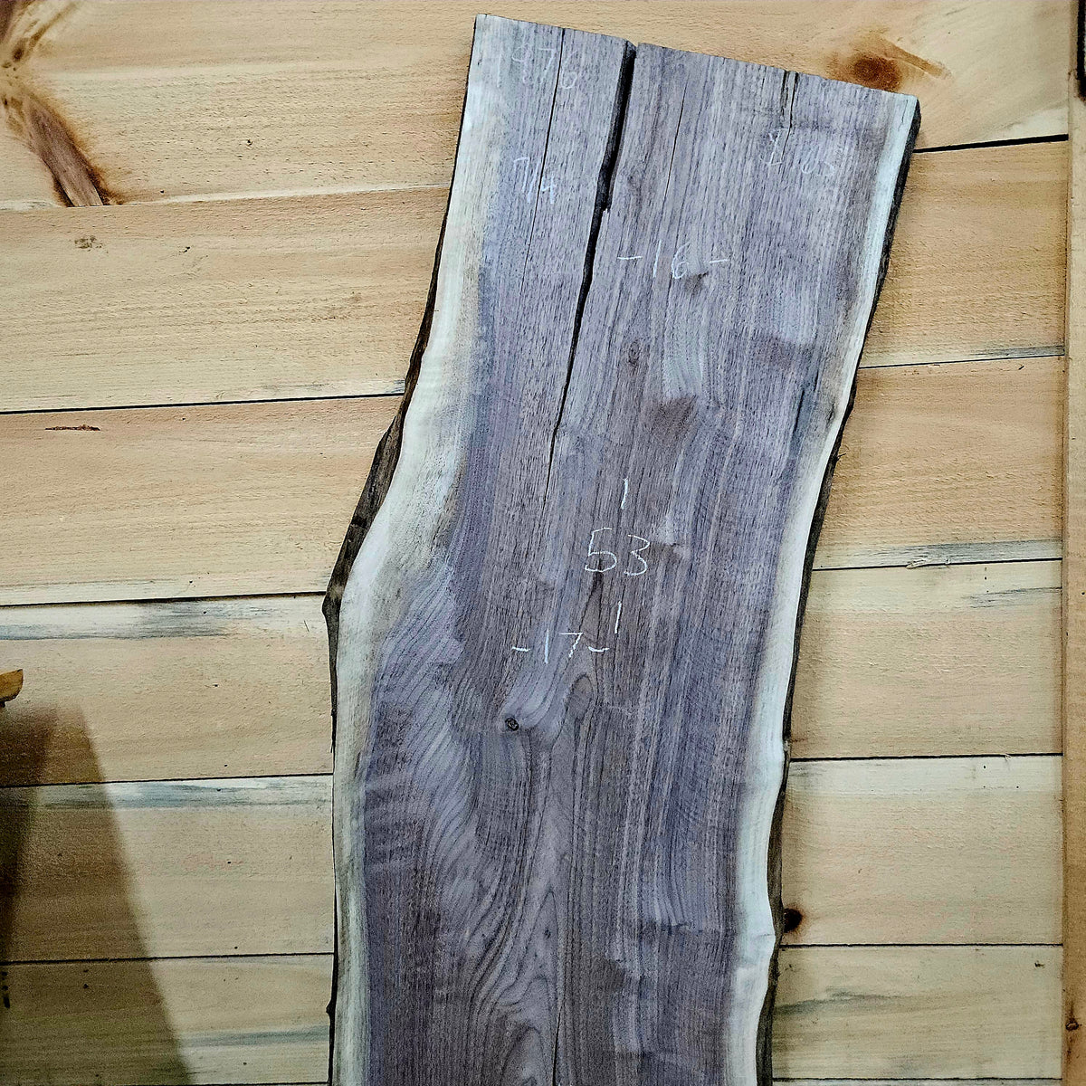 1976 Walnut Live Edge Slab – 53" × 16 - 17" × 7/4"