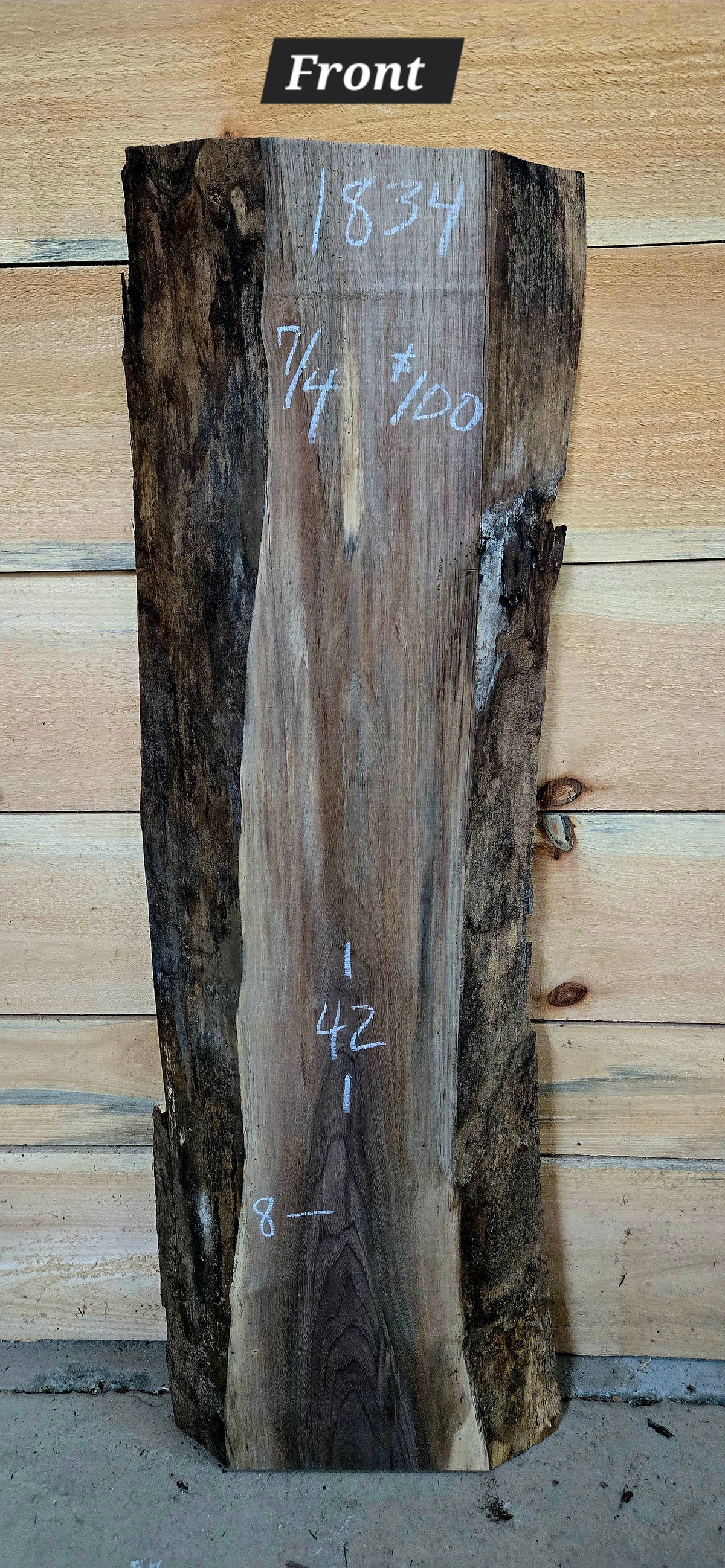 Walnut live edge slab #1834, view 1