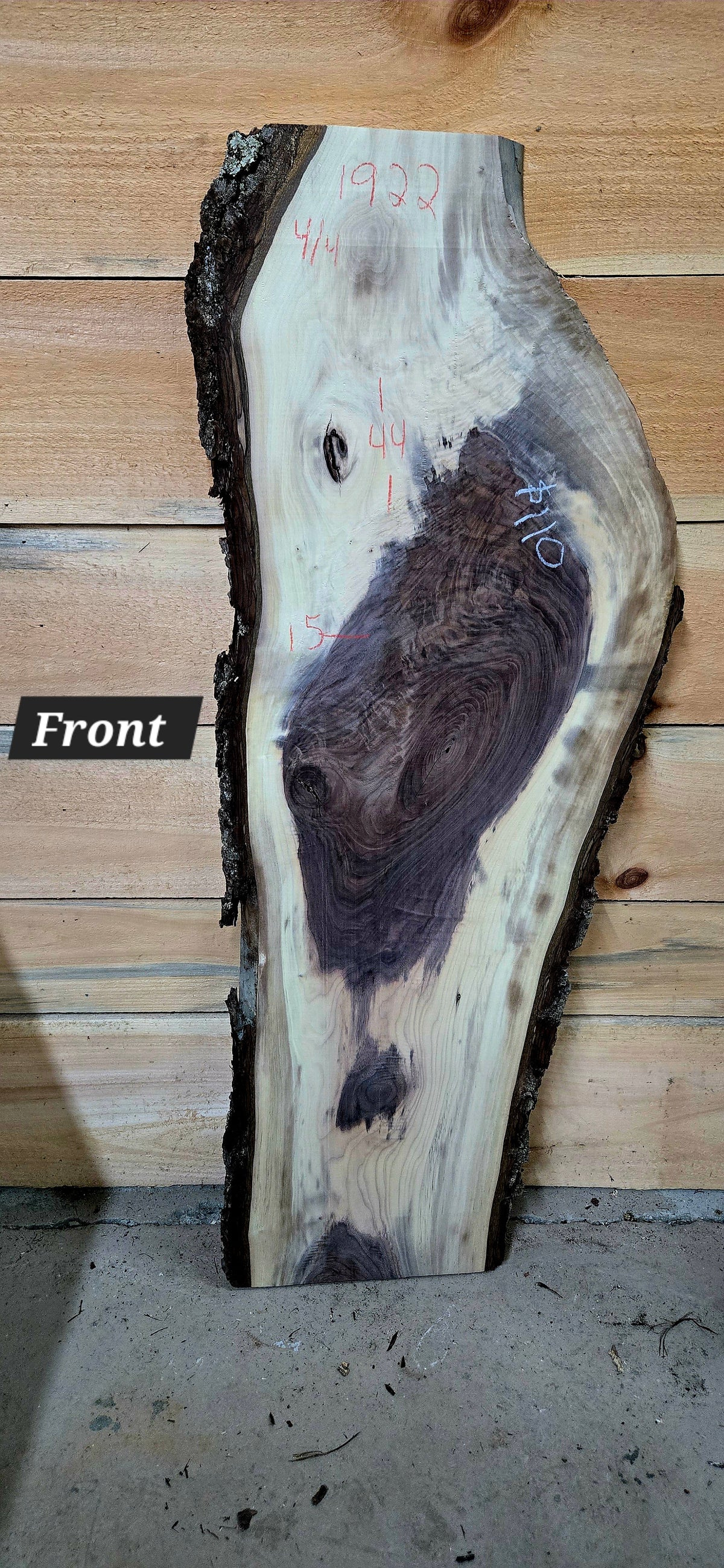1922 Walnut Live Edge Slab – 44" × 15" × 4/4"