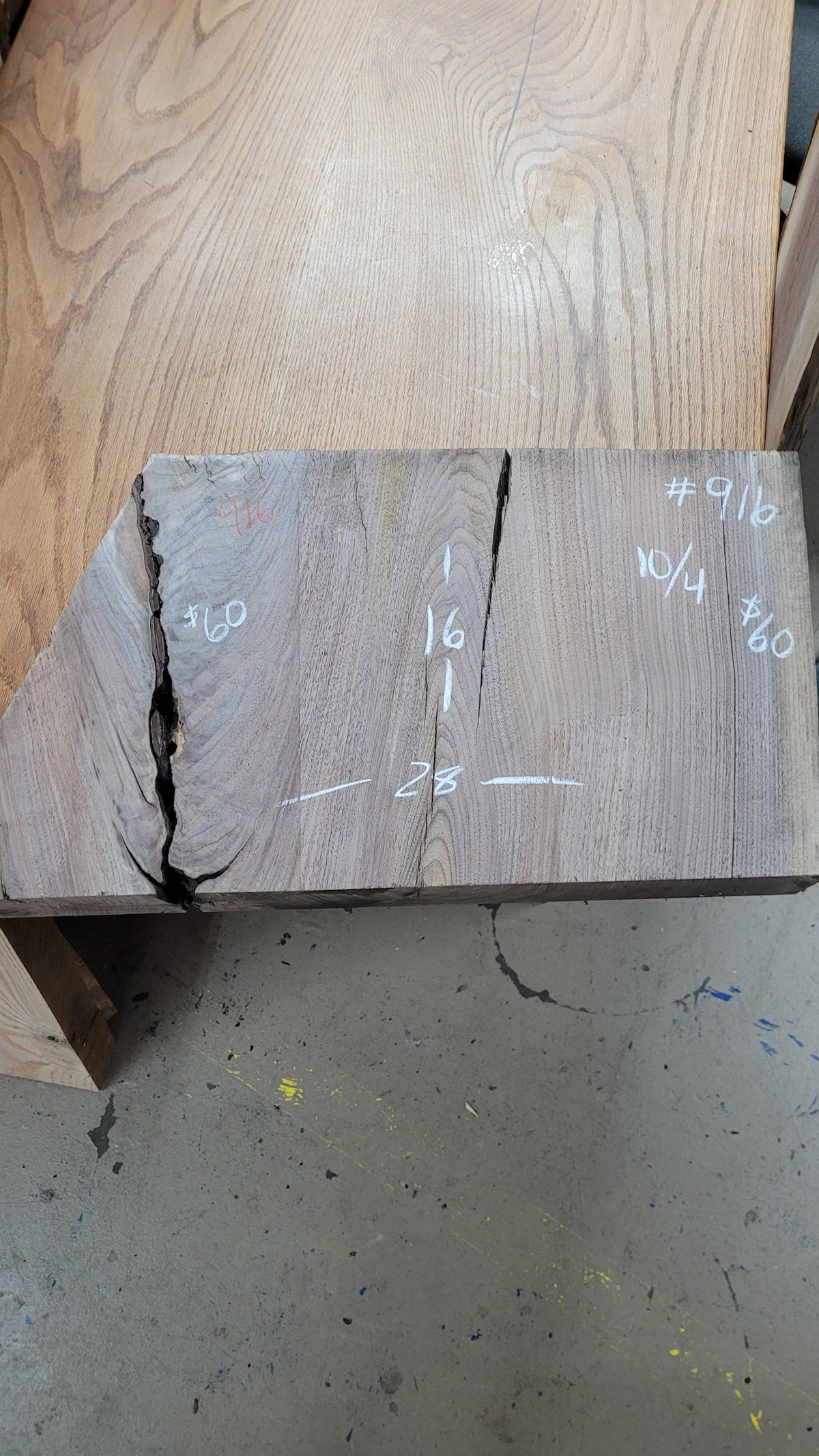 Walnut live edge slab #916, view 1