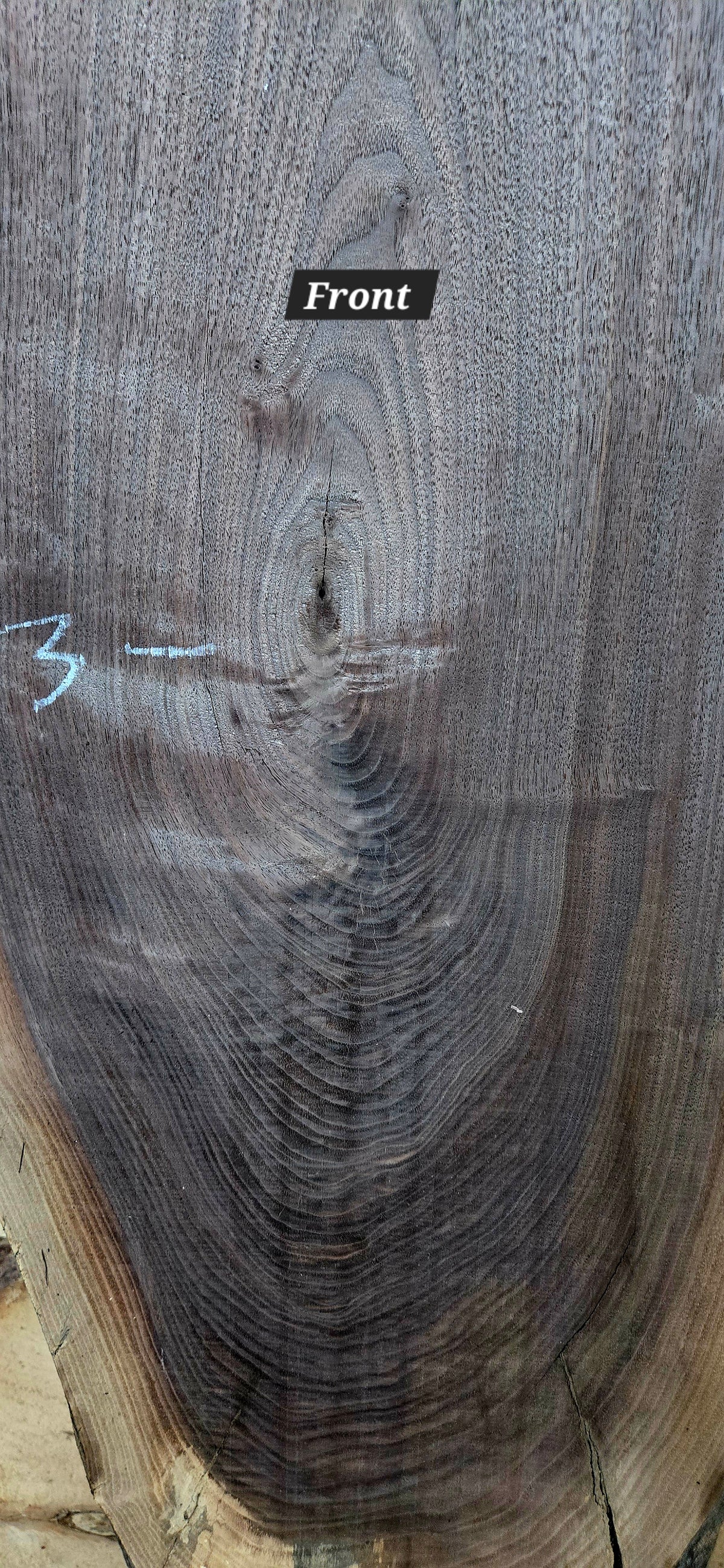 Walnut live edge slab #1887, view 2