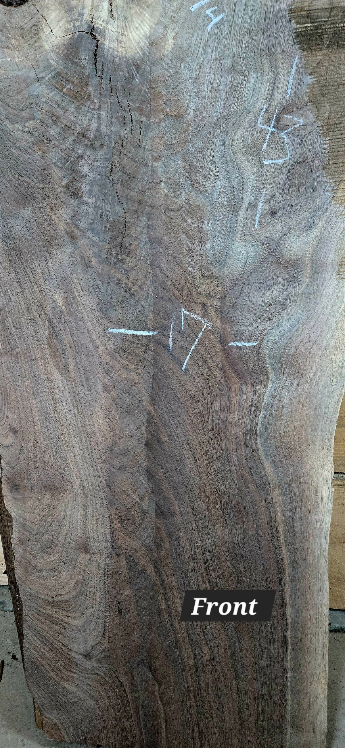 Walnut live edge slab #1821, view 2