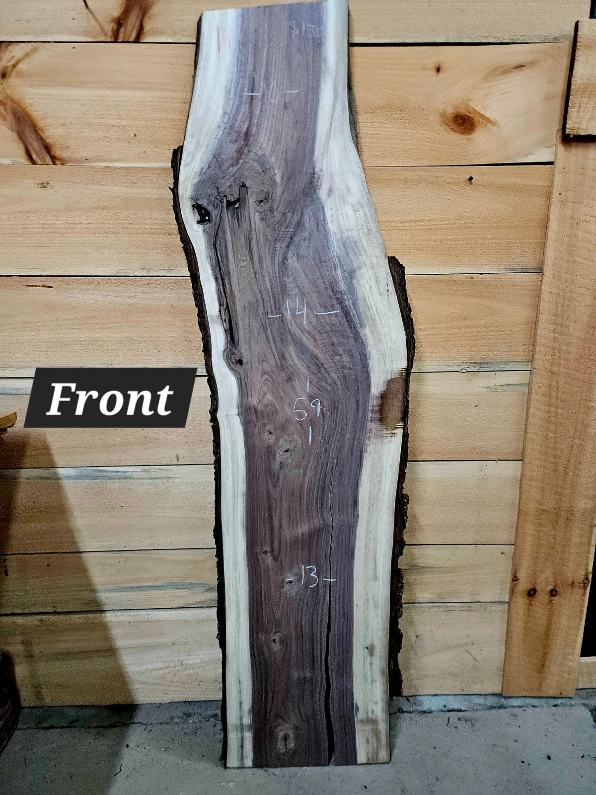 1926 Walnut Live Edge Slab – 59" × 10 - 14" × 4/4"