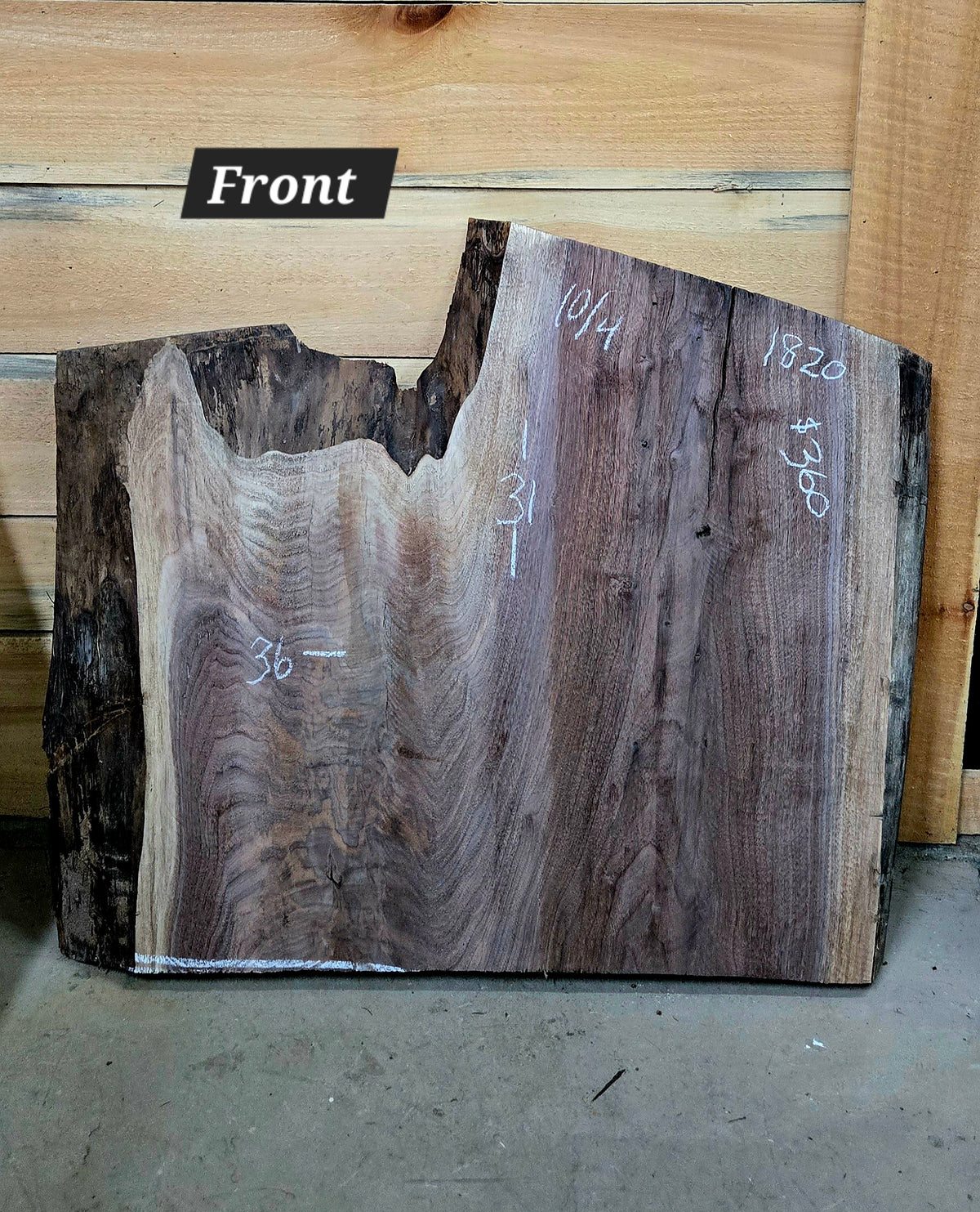 Walnut live edge slab #1820, view 1